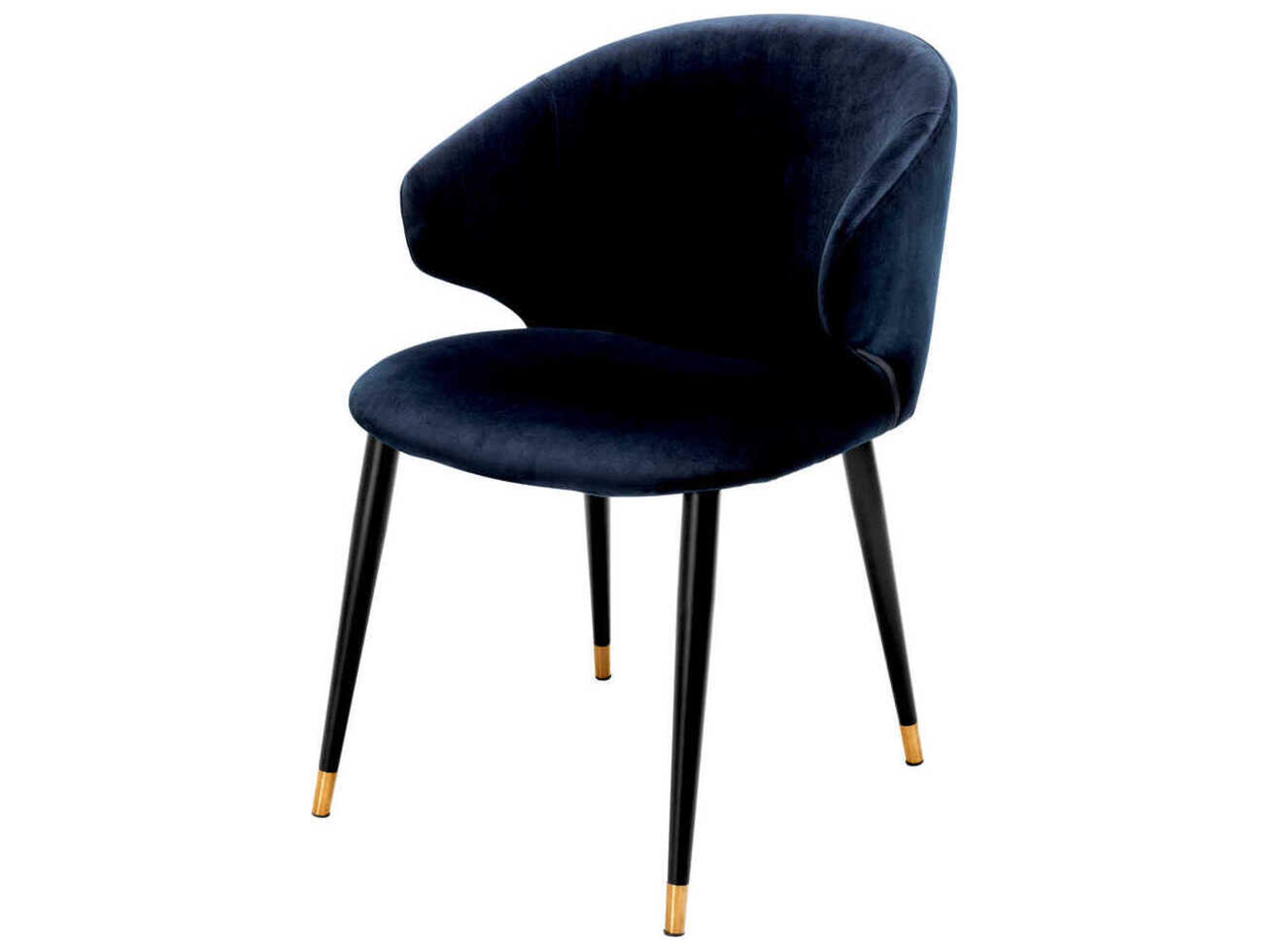 Eichholtz Volante Black Velvet Upholstered Arm Dining Chair