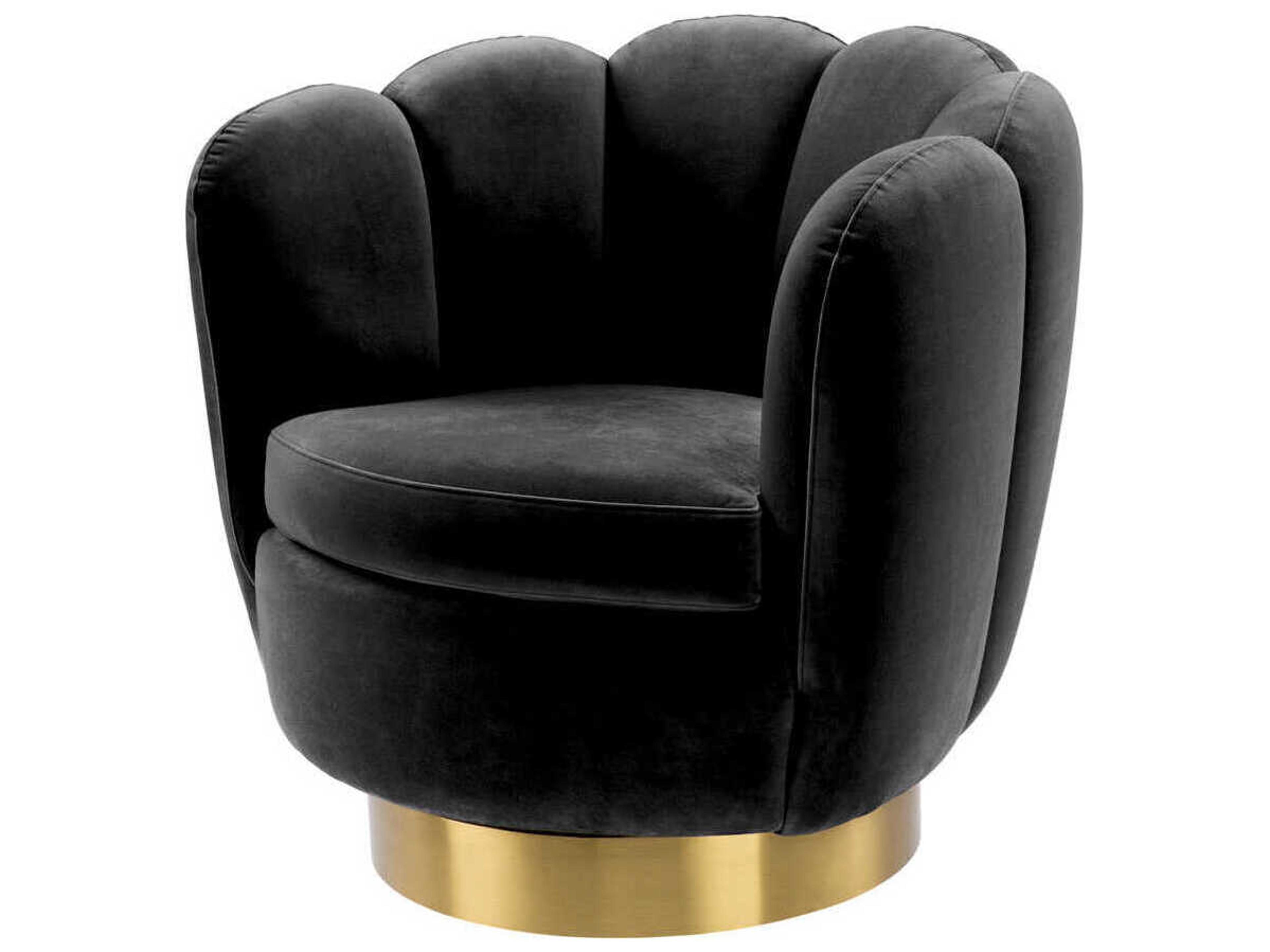 Eichholtz Mirage Swivel Gray Velvet Accent Chair