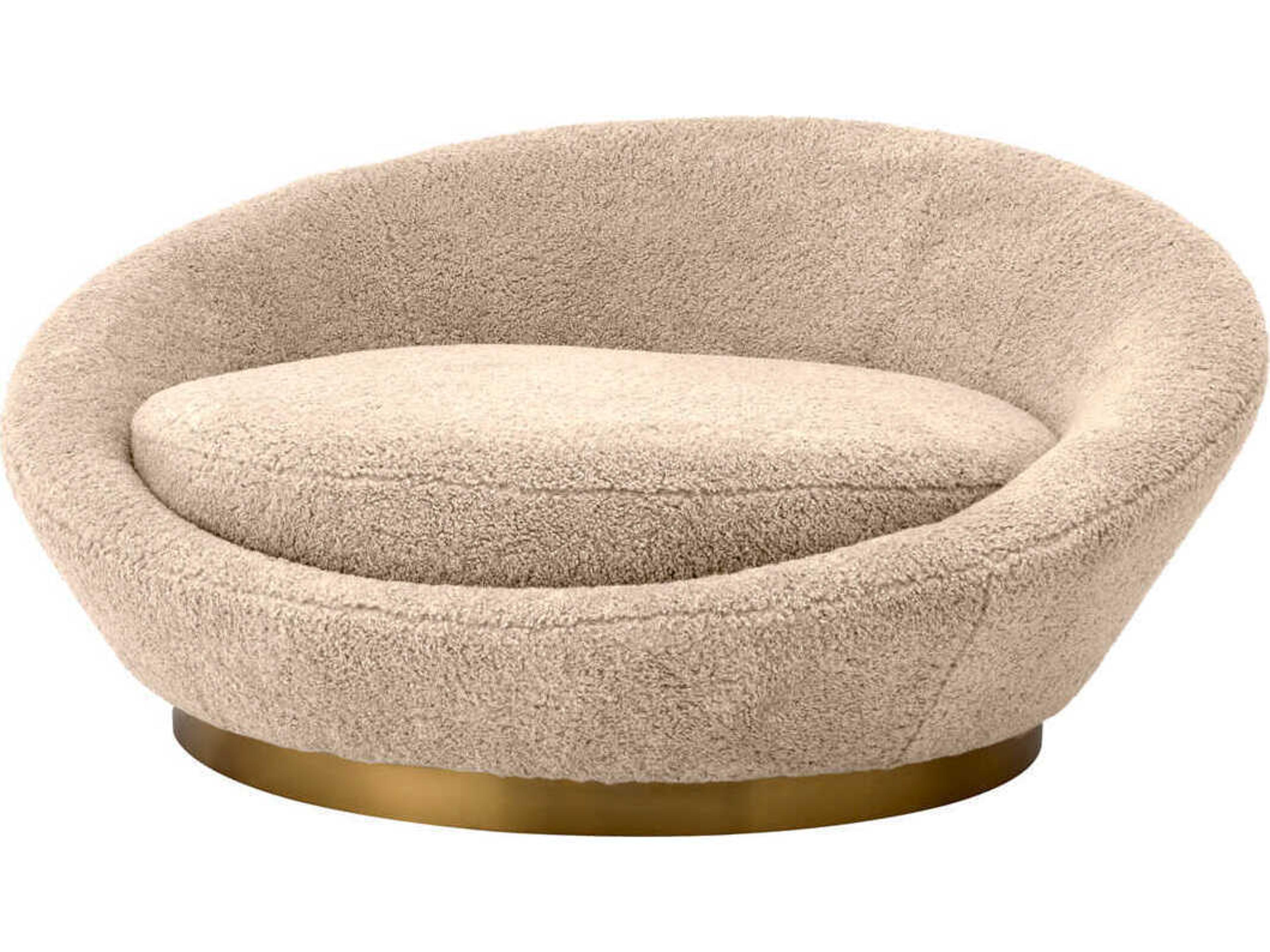 Eichholtz Duardo Canberra Sand Brushed Brass Base Beige Upholstered Sofa