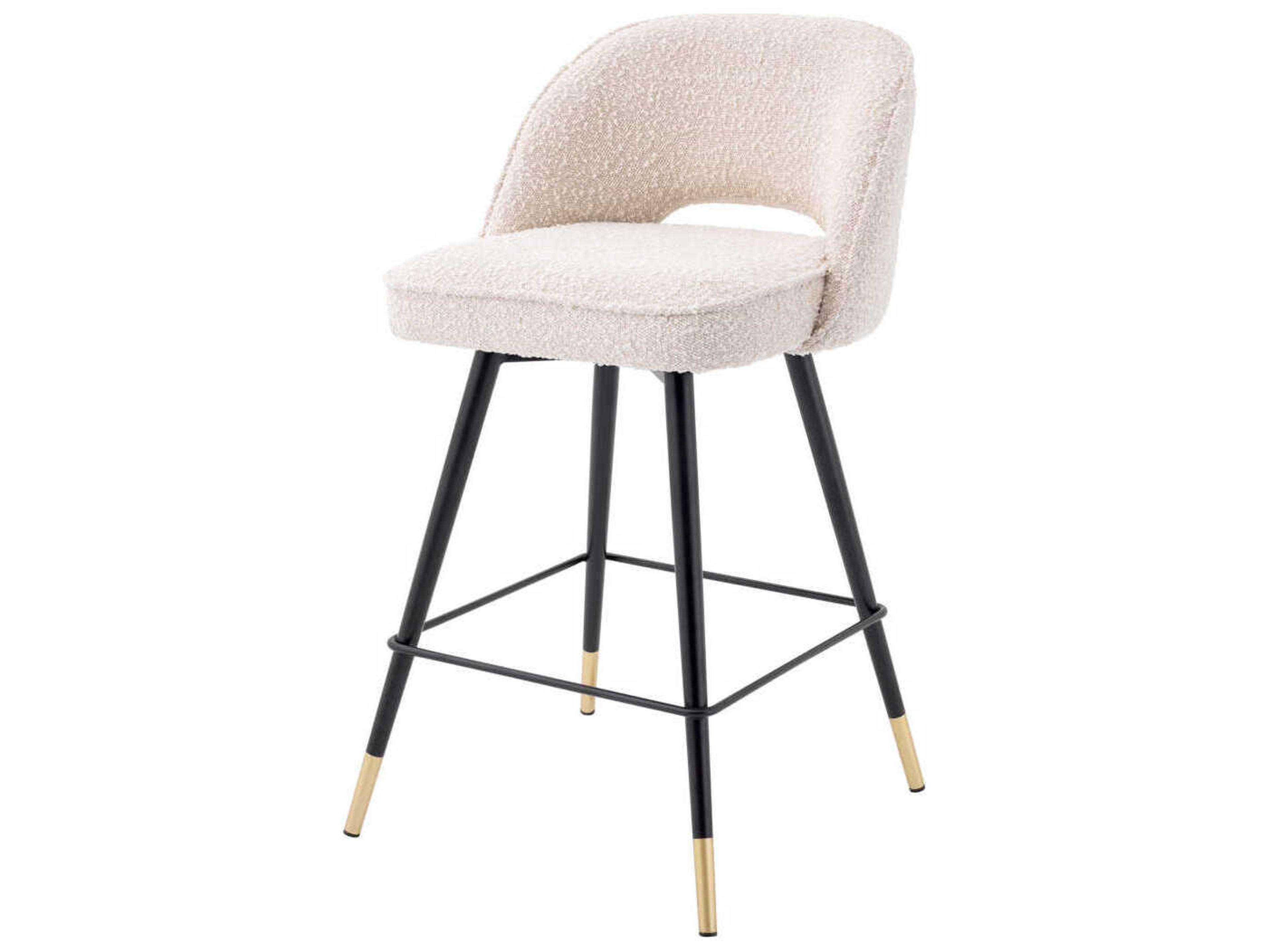 Eichholtz Cliff Boucle Cream Upholstered Swivel Counter Stool Set of 2