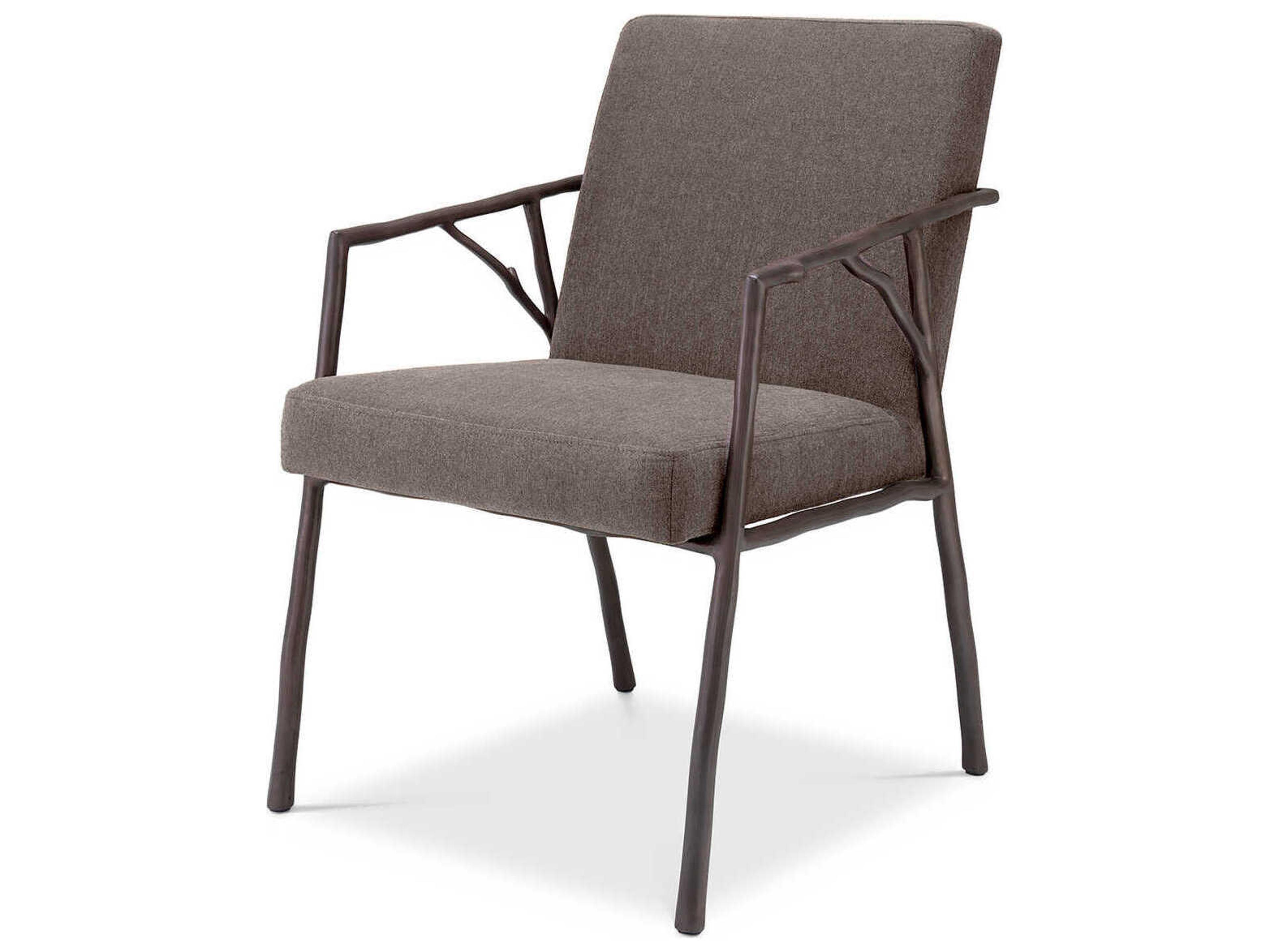 Eichholtz Antico Bronze Upholstered Arm Dining Chair