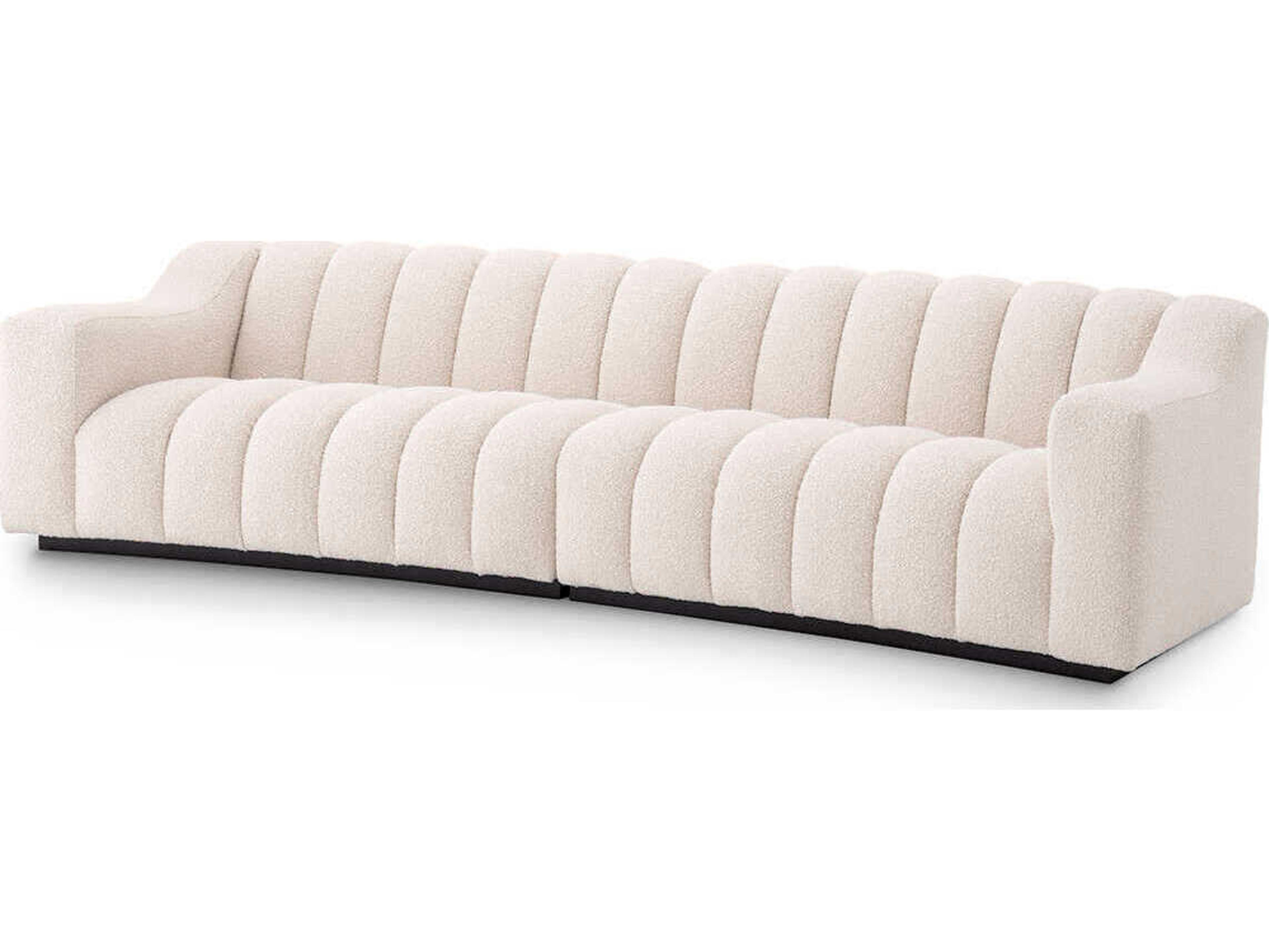 Eichholtz Kelly Boucle Cream Black Base Upholstered Sofa