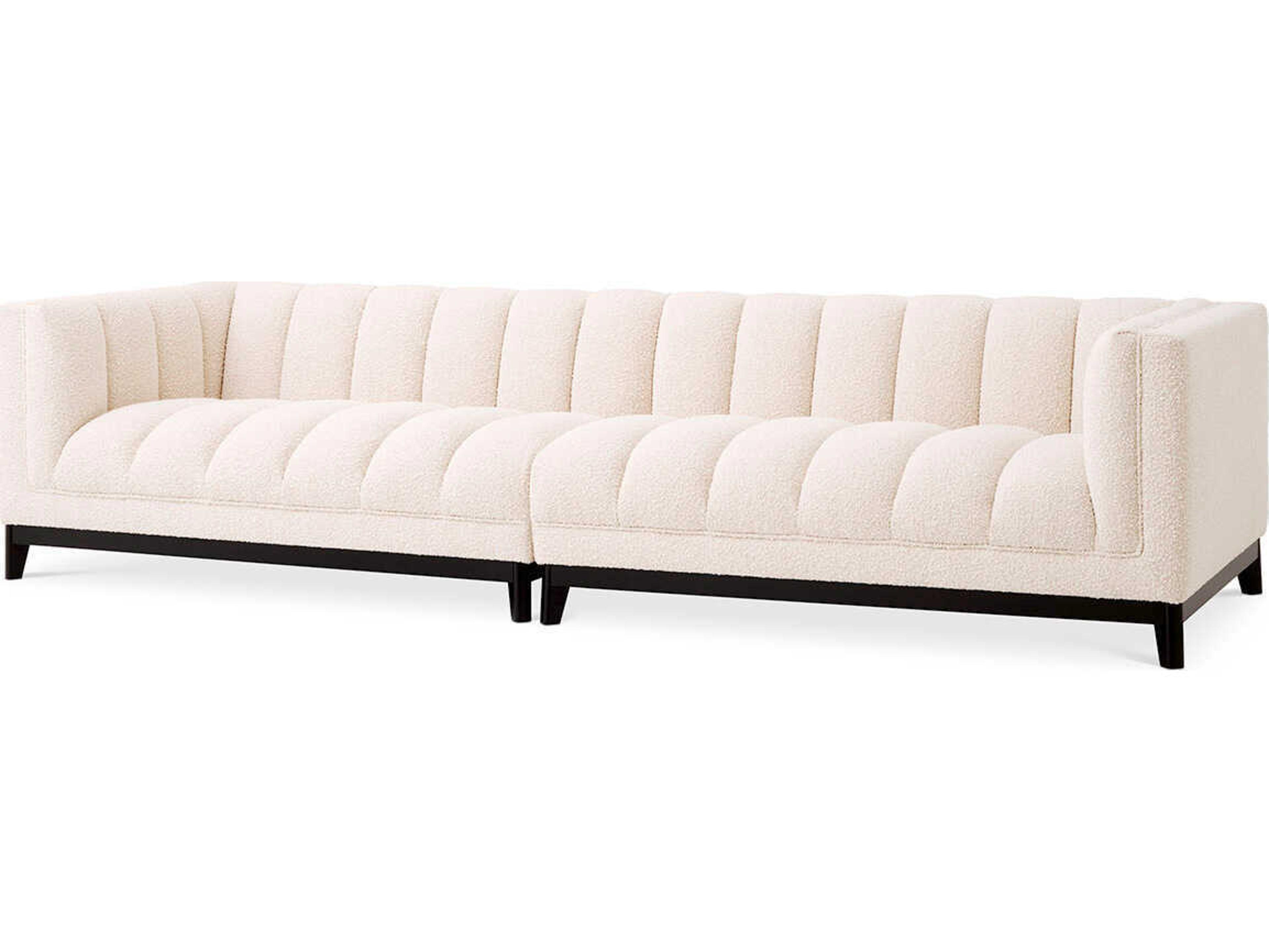 Eichholtz Ditmar Boucle Cream Black Base Upholstered Sofa