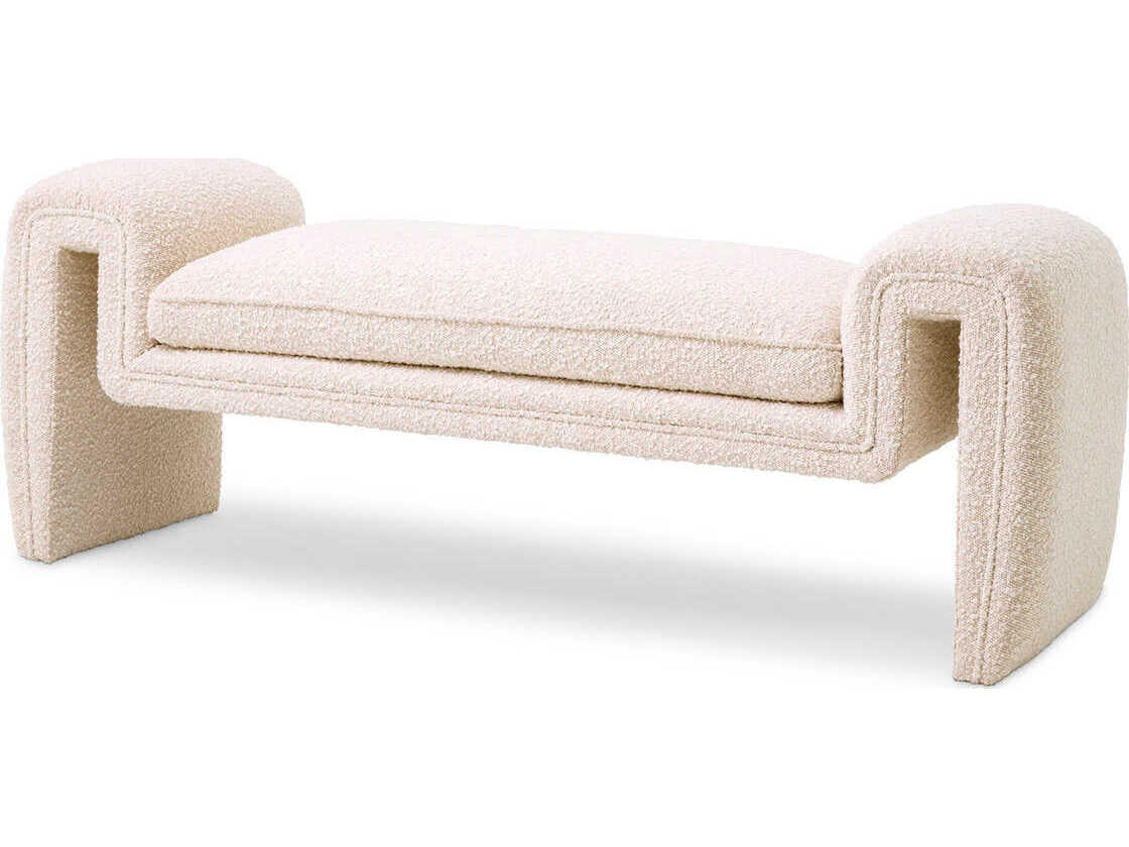 Eichholtz Tondo Boucle Cream Upholstered Accent Bench