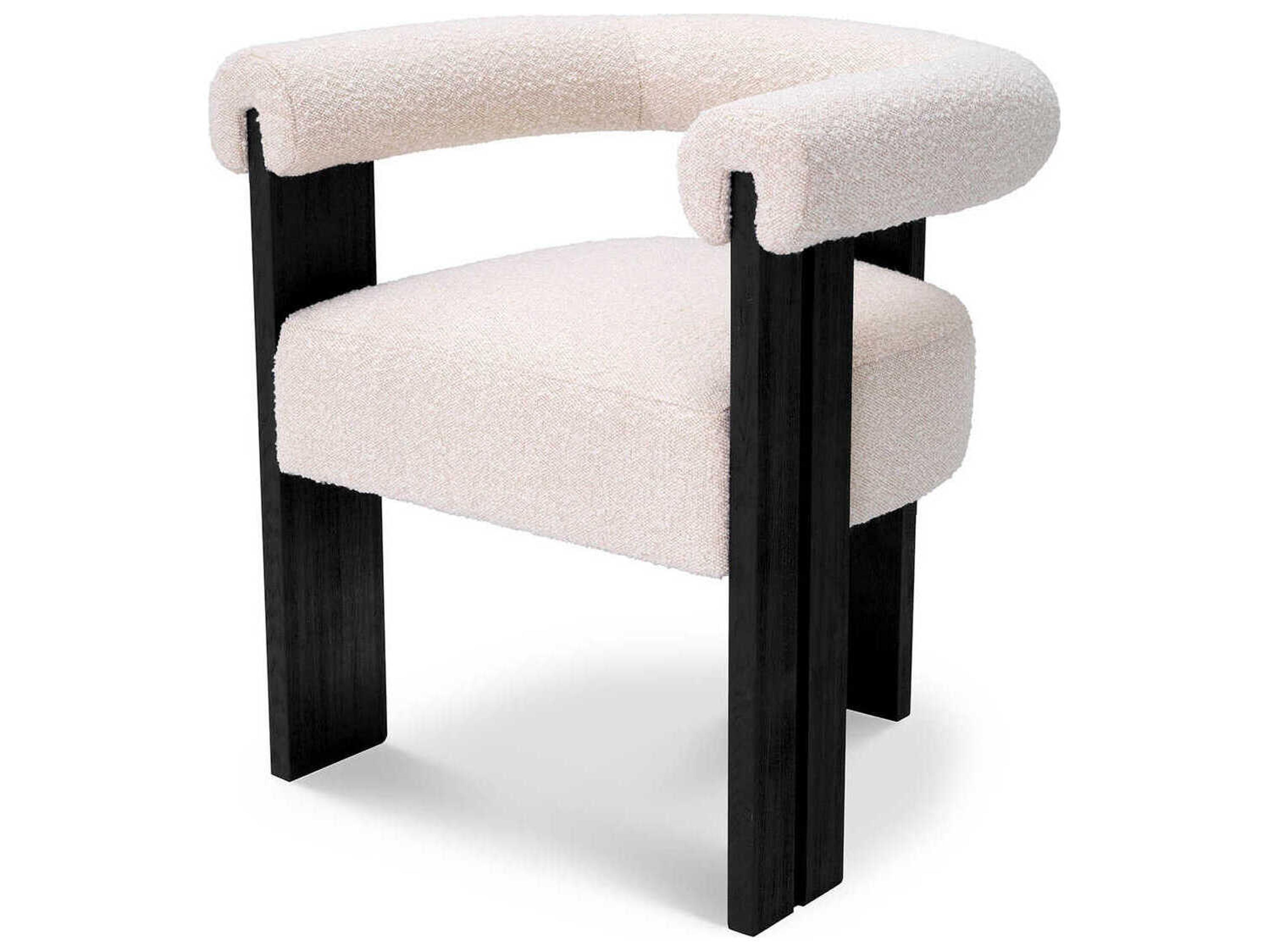 Eichholtz Percy Solid Wood Black Upholstered Arm Dining Chair