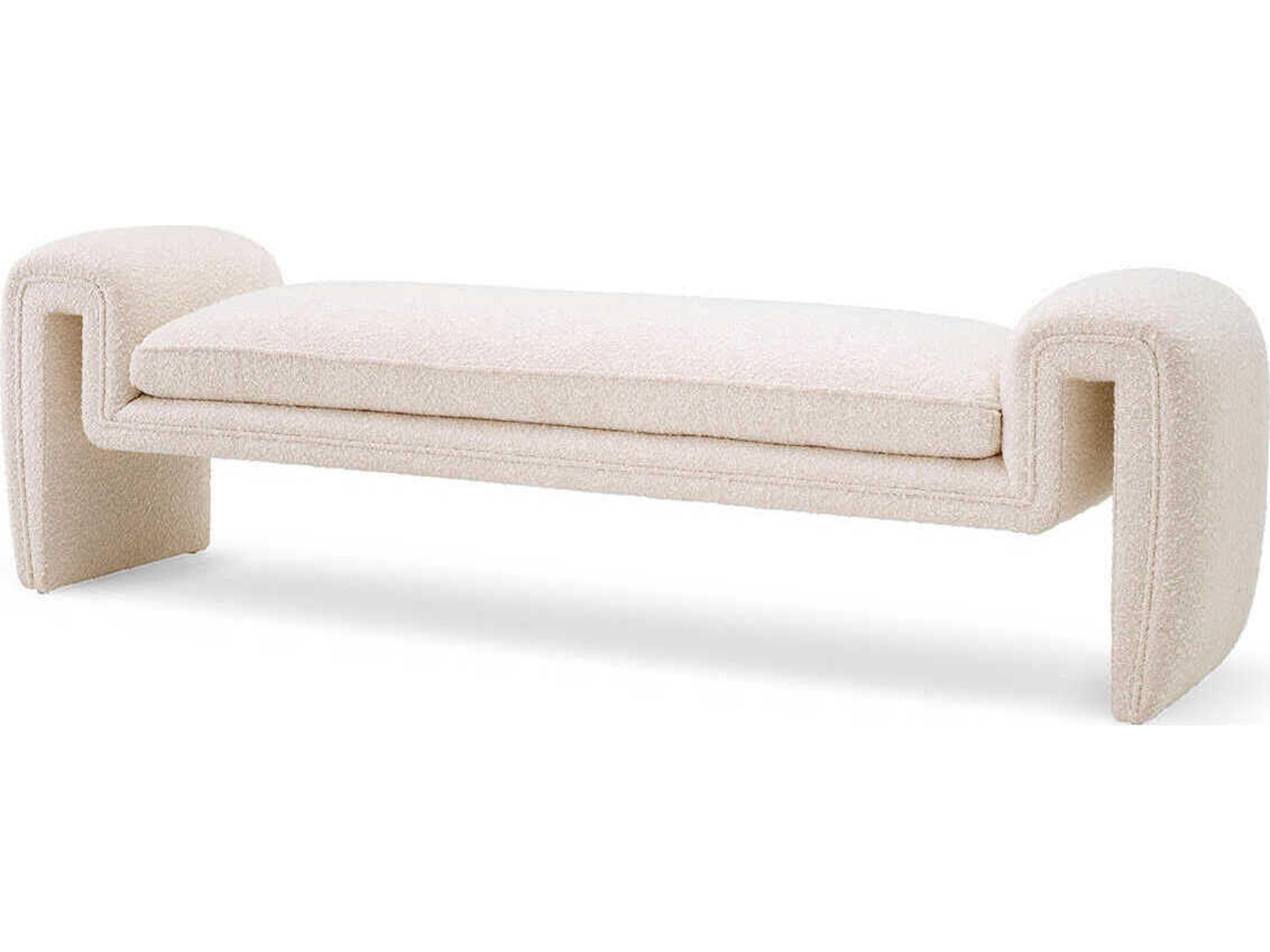 Eichholtz Tondo Boucle Cream Upholstered Accent Bench