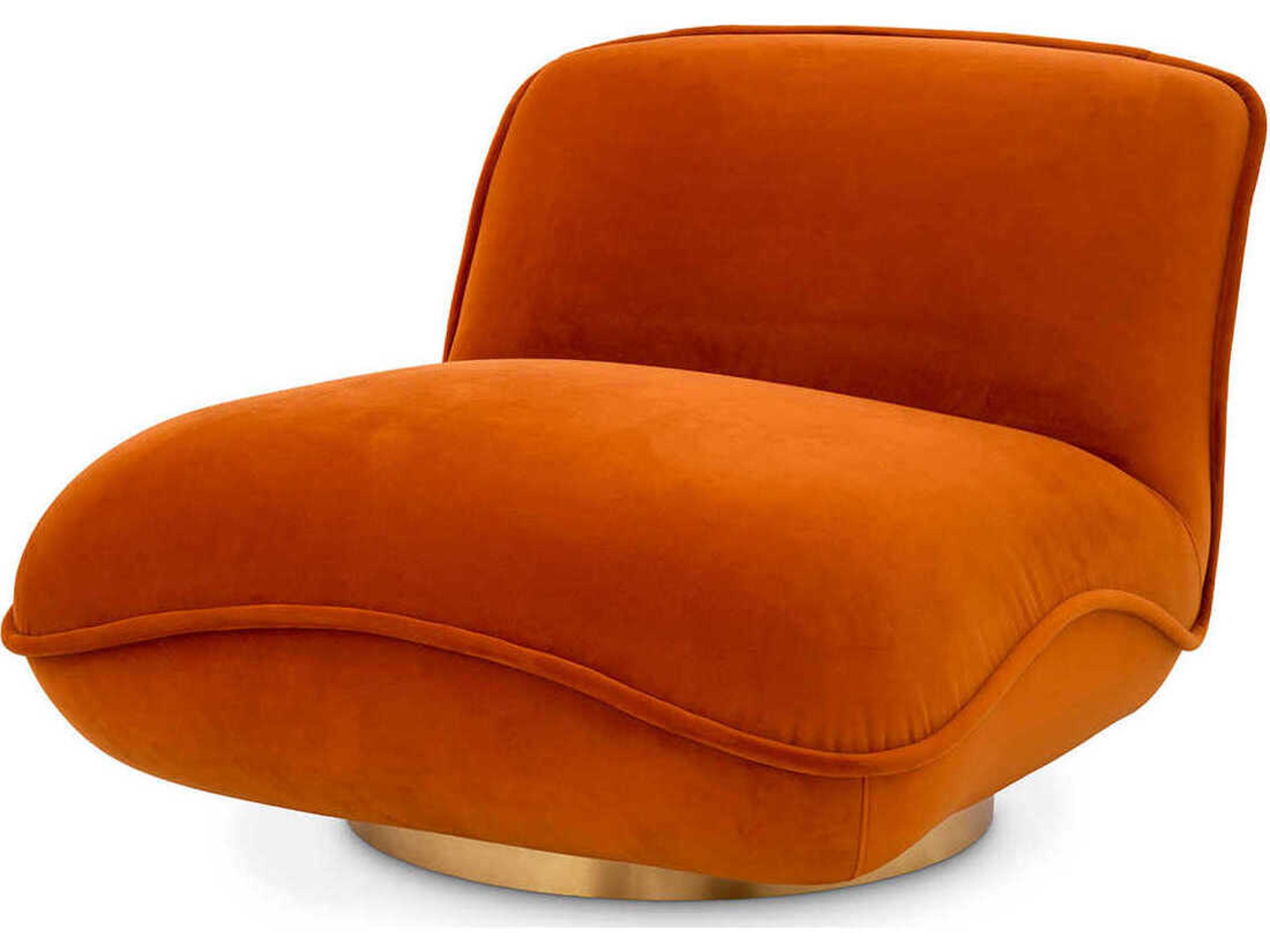Eichholtz Relax Swivel Orange Velvet Accent Chair