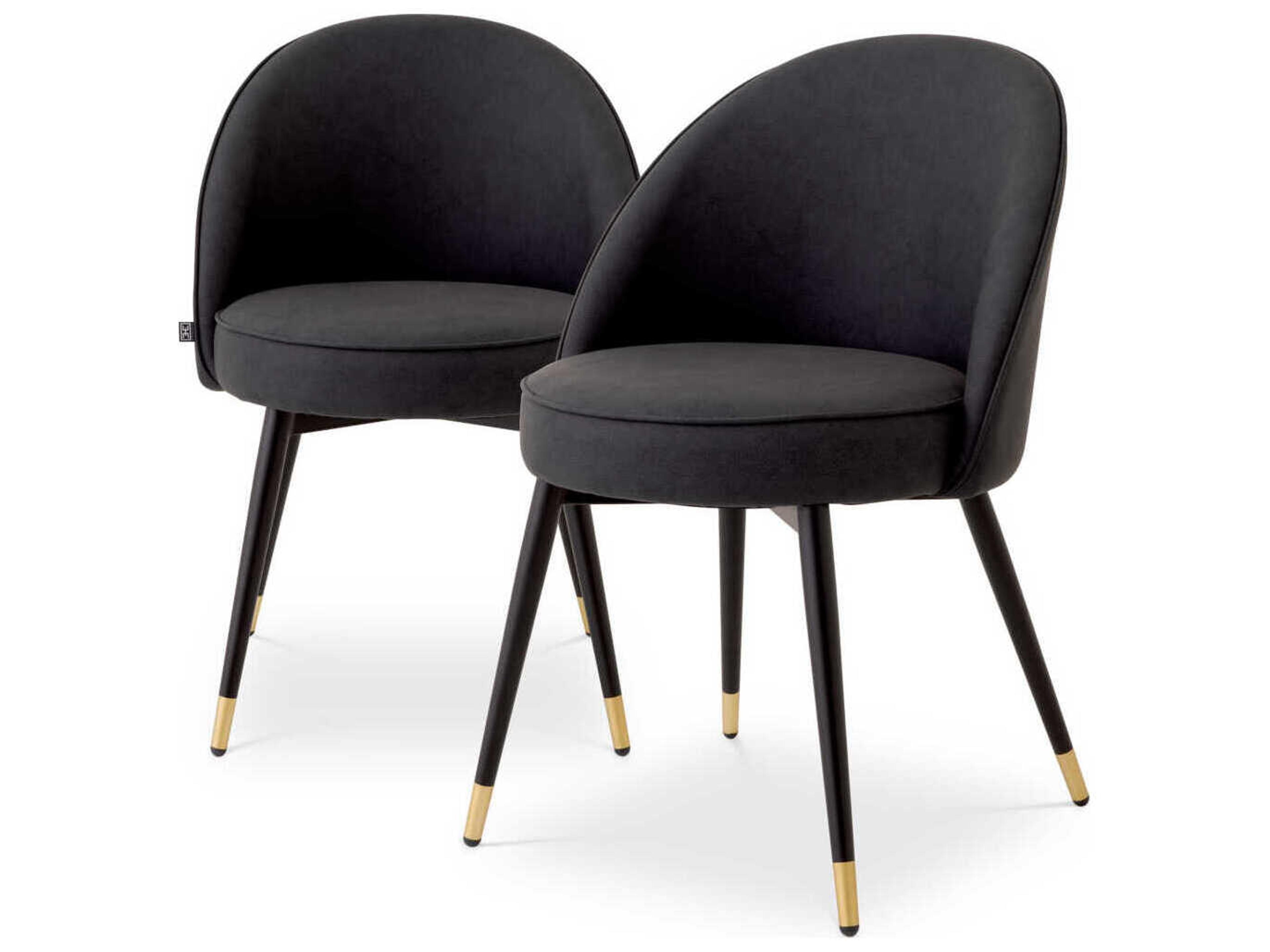 Eichholtz Cooper Black Faux Leather Armless Dining Chair Set of 2