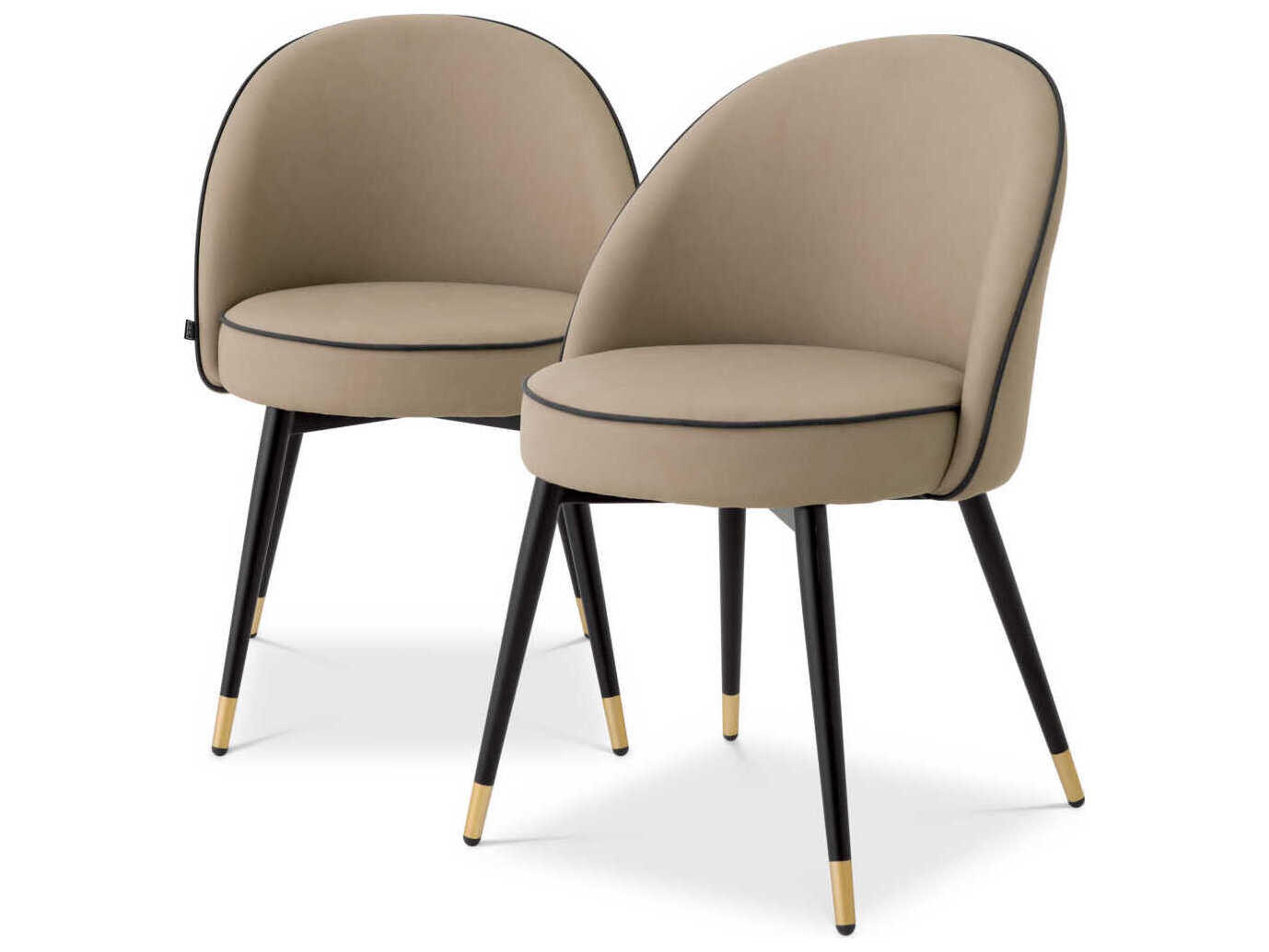 Eichholtz Cooper Beige Faux Leather Armless Dining Chair Set of 2