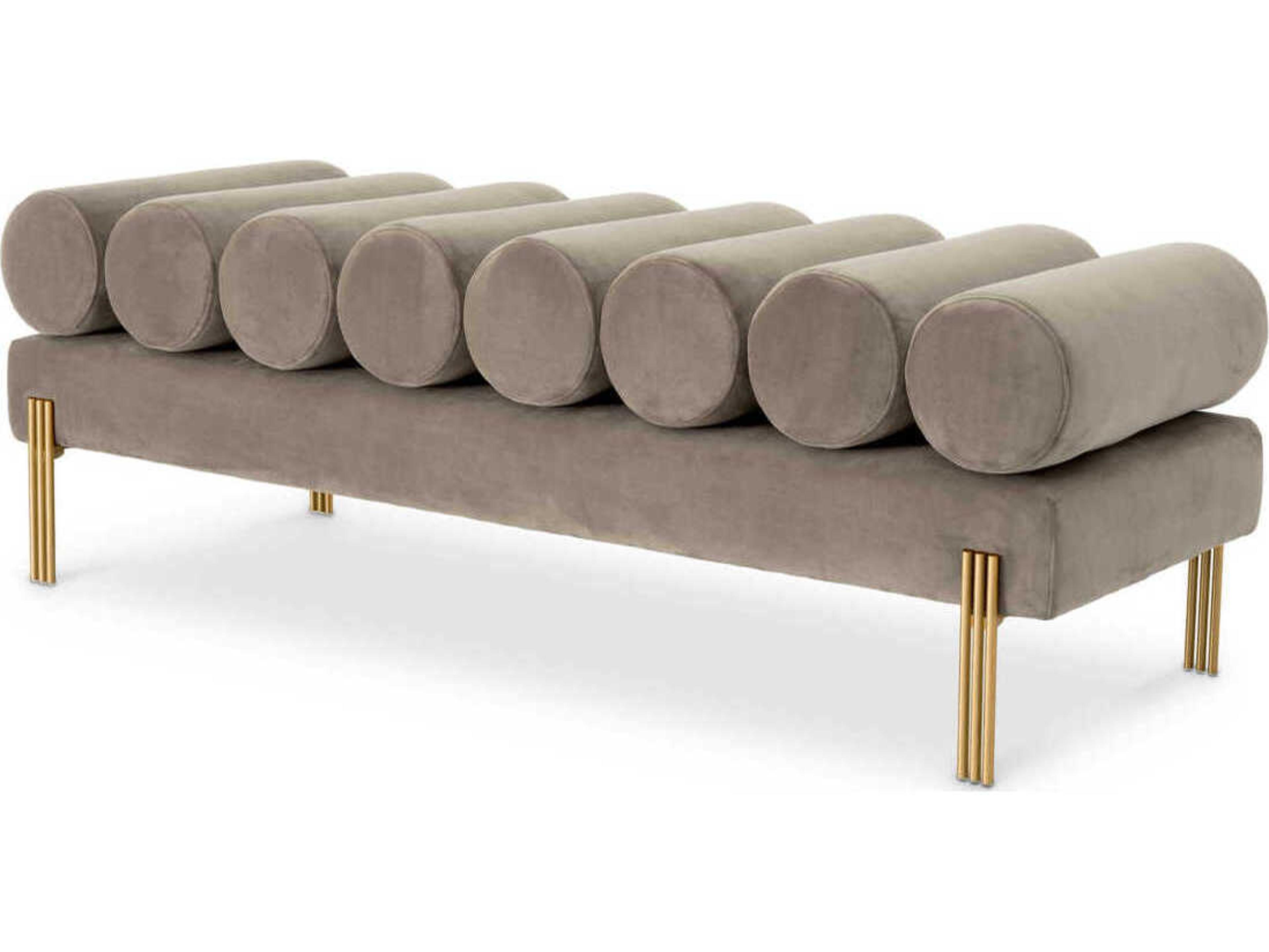 Eichholtz Oxley Gray Velvet Upholstered Accent Bench