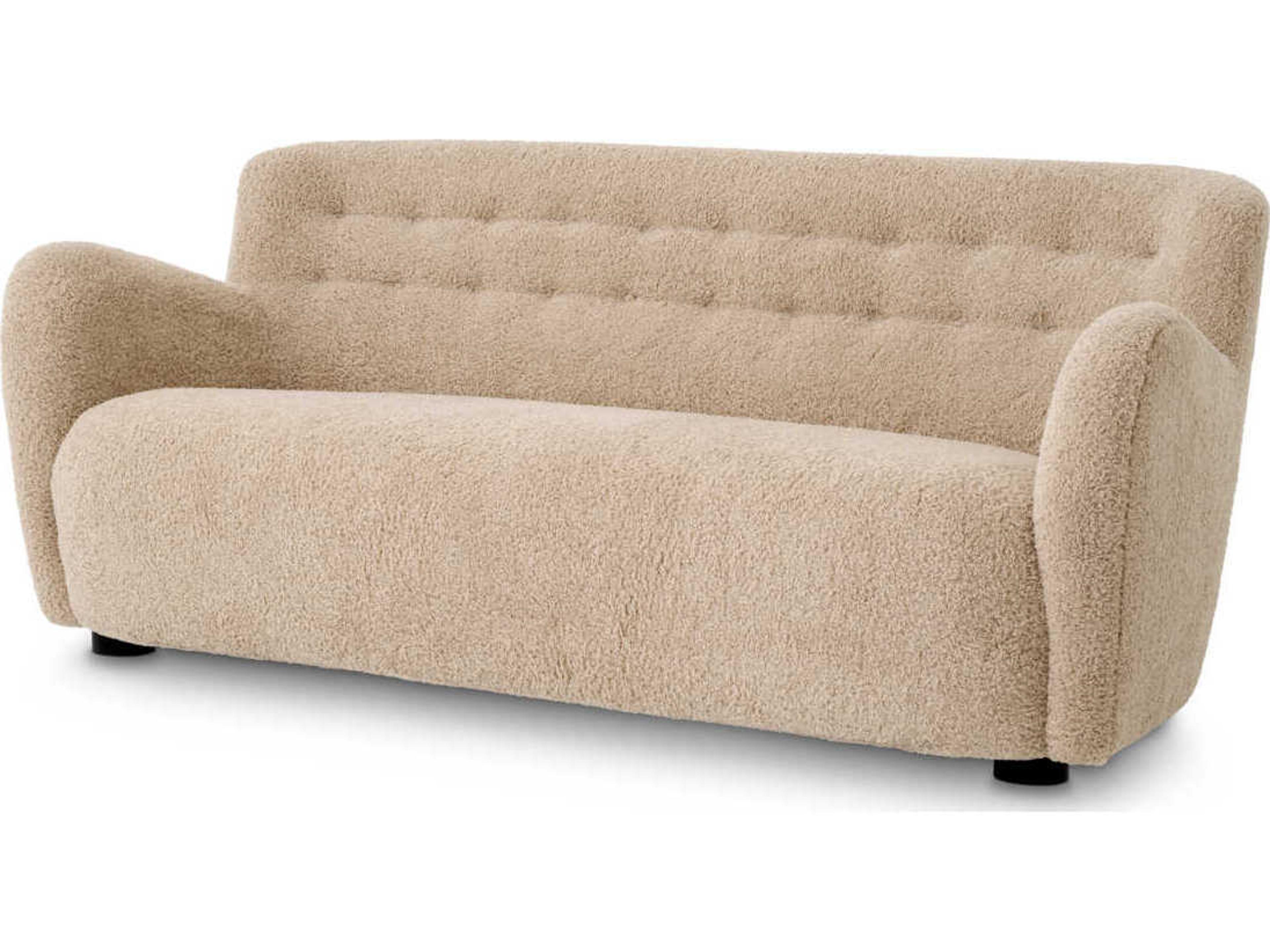 Eichholtz Bixby Canberra Sand Black Feet Beige Upholstered Sofa