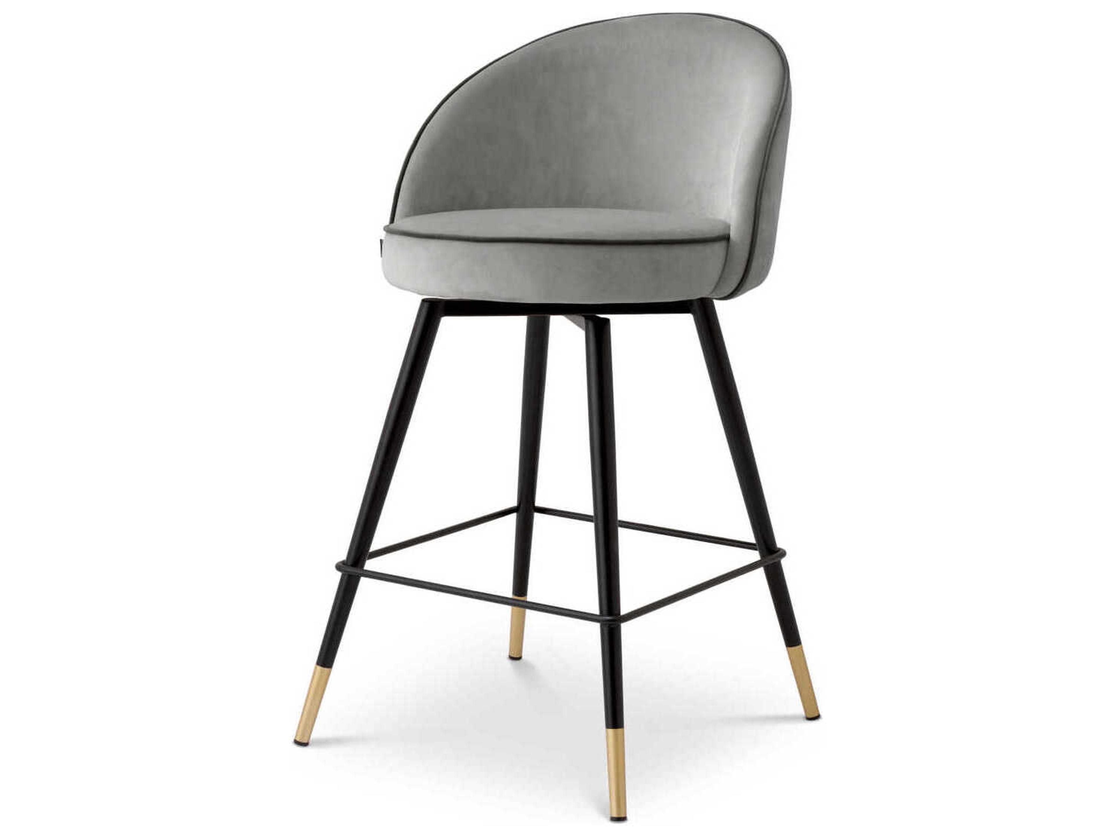 Eichholtz Cooper Velvet Upholstered Swivel Counter Stool Set of 2