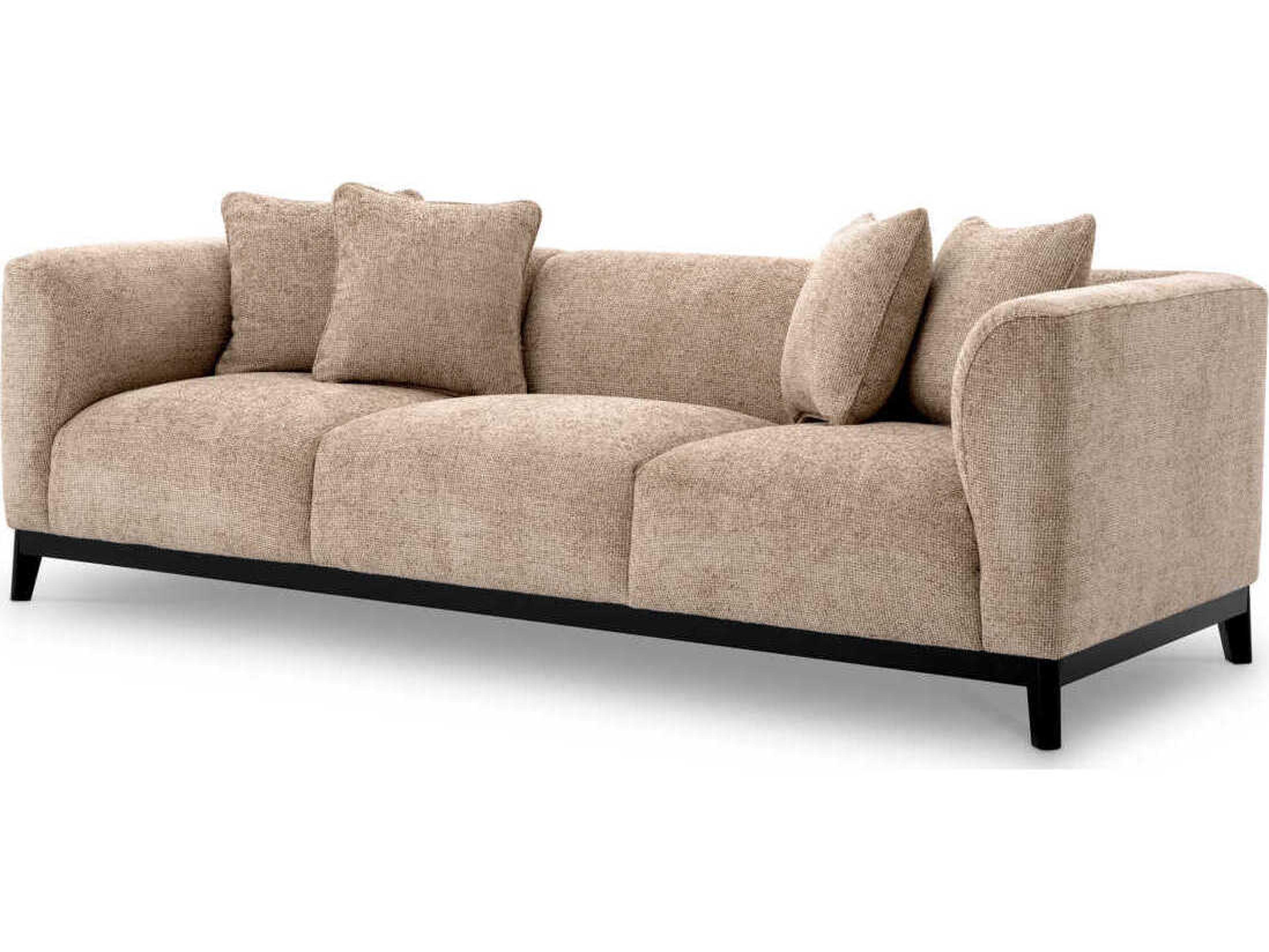 Eichholtz Corso Lyssa Sand Black Base Beige Upholstered Sofa