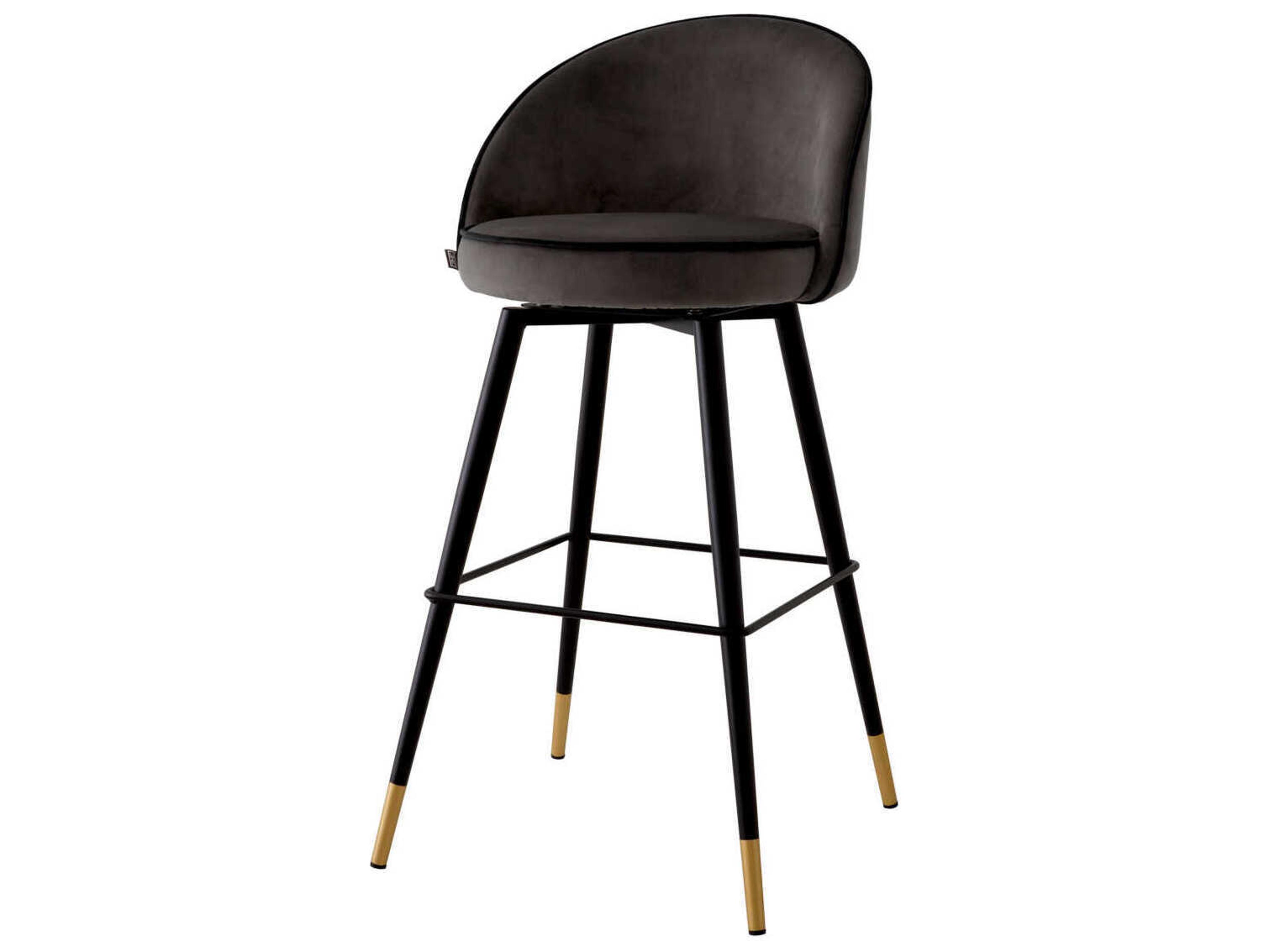 Eichholtz Cooper Velvet Upholstered Swivel Bar Stool Set of 2