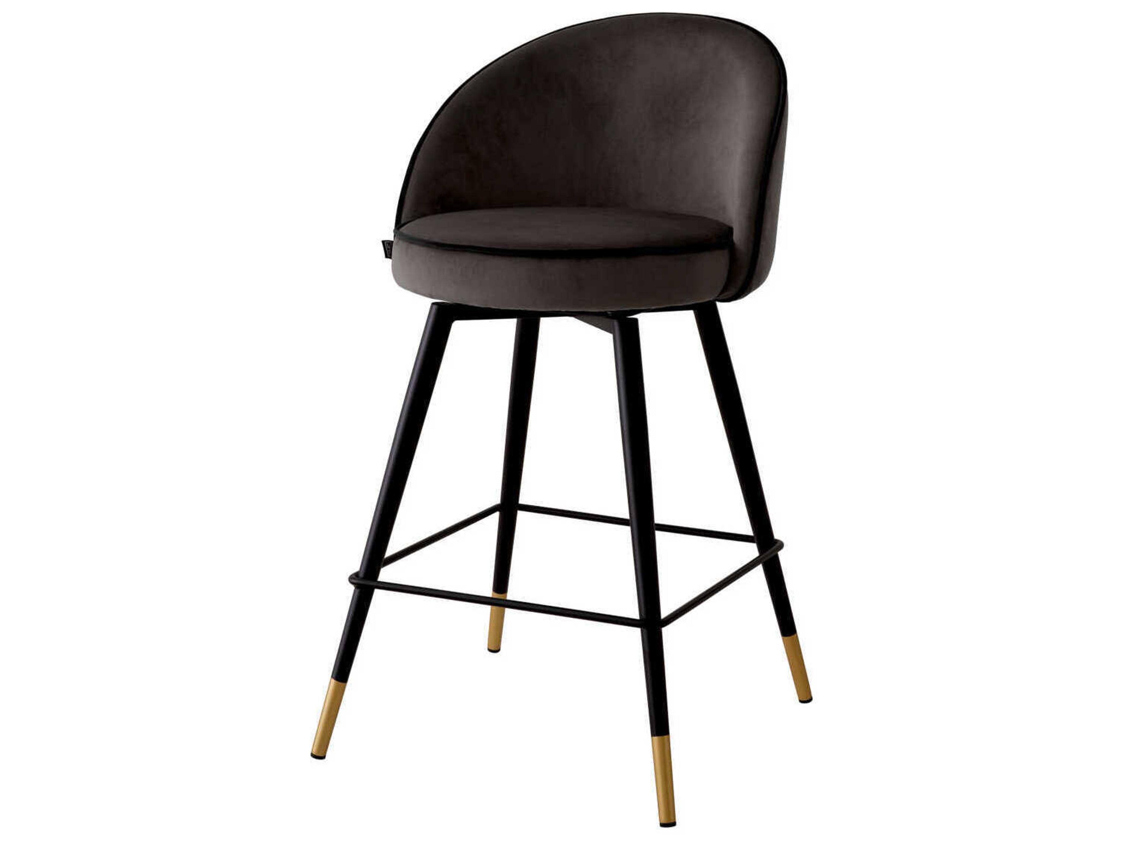 Eichholtz Cooper Velvet Upholstered Swivel Counter Stool Set of 2