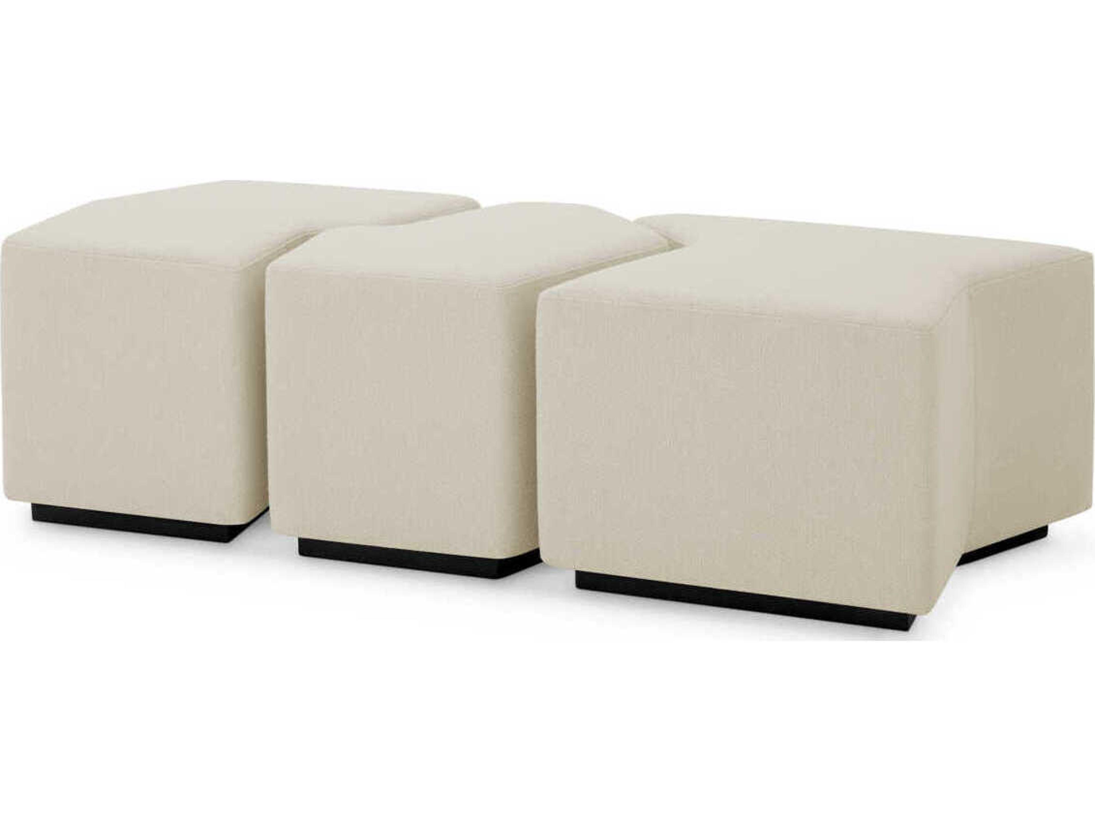 Eichholtz Filbert Reve Cream Upholstered Accent Stool Set of 3