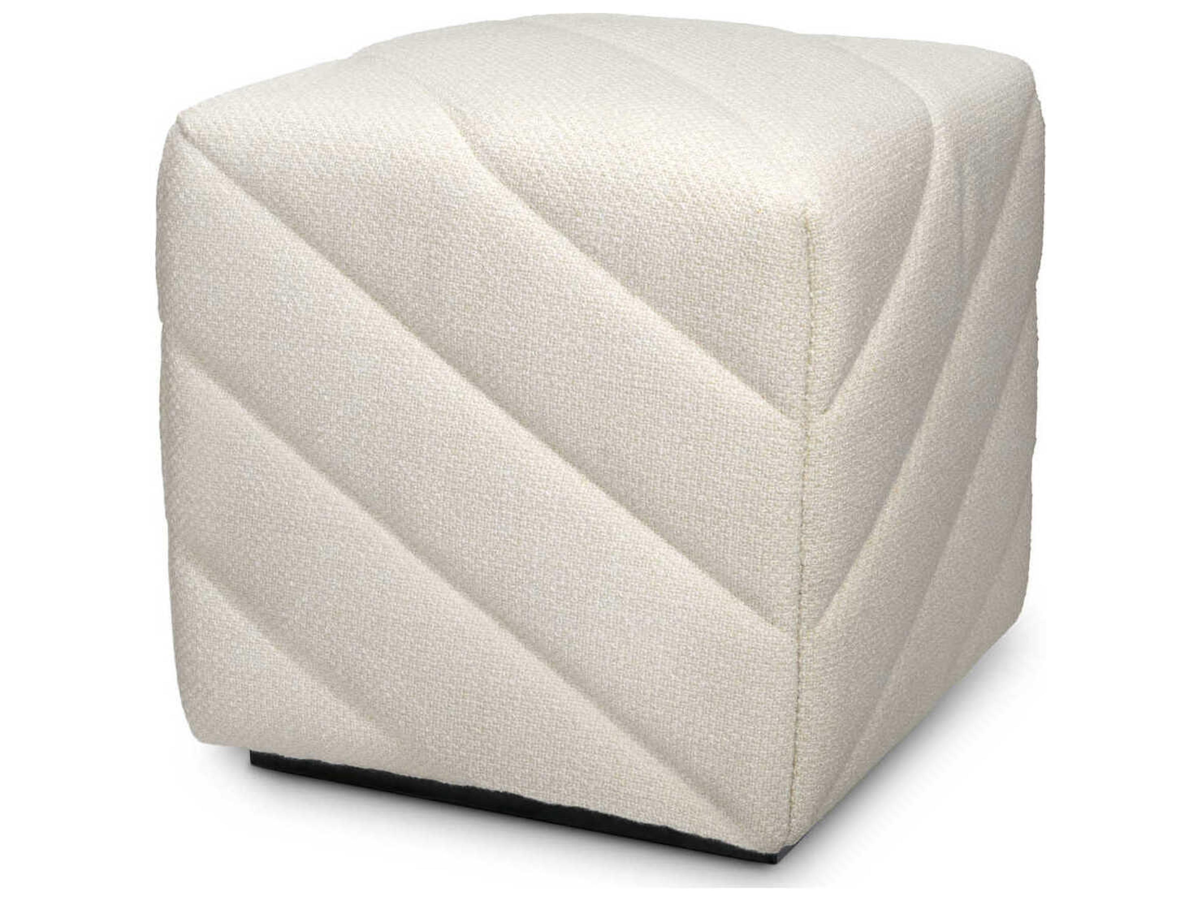 Eichholtz Avellino Reve Cream Black Base Upholstered Accent Stool
