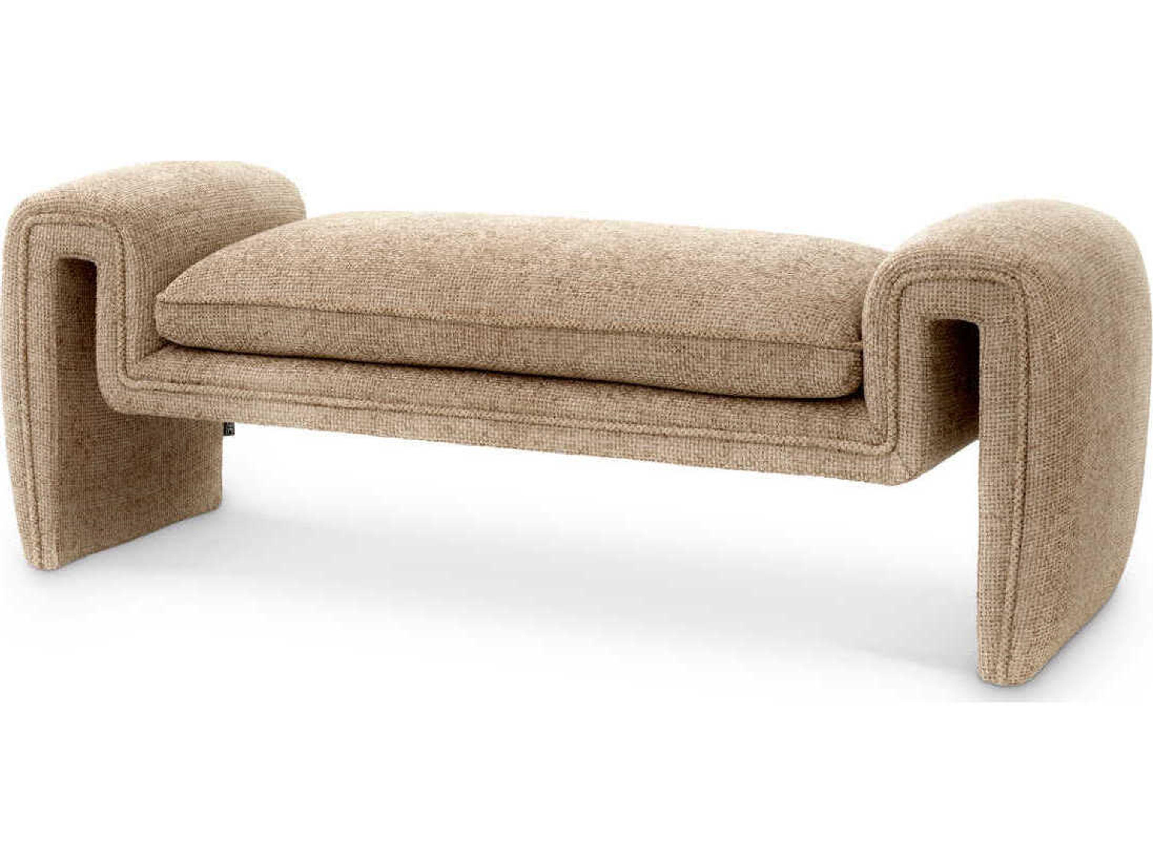 Eichholtz Tondo Lyssa Sand Beige Upholstered Accent Bench