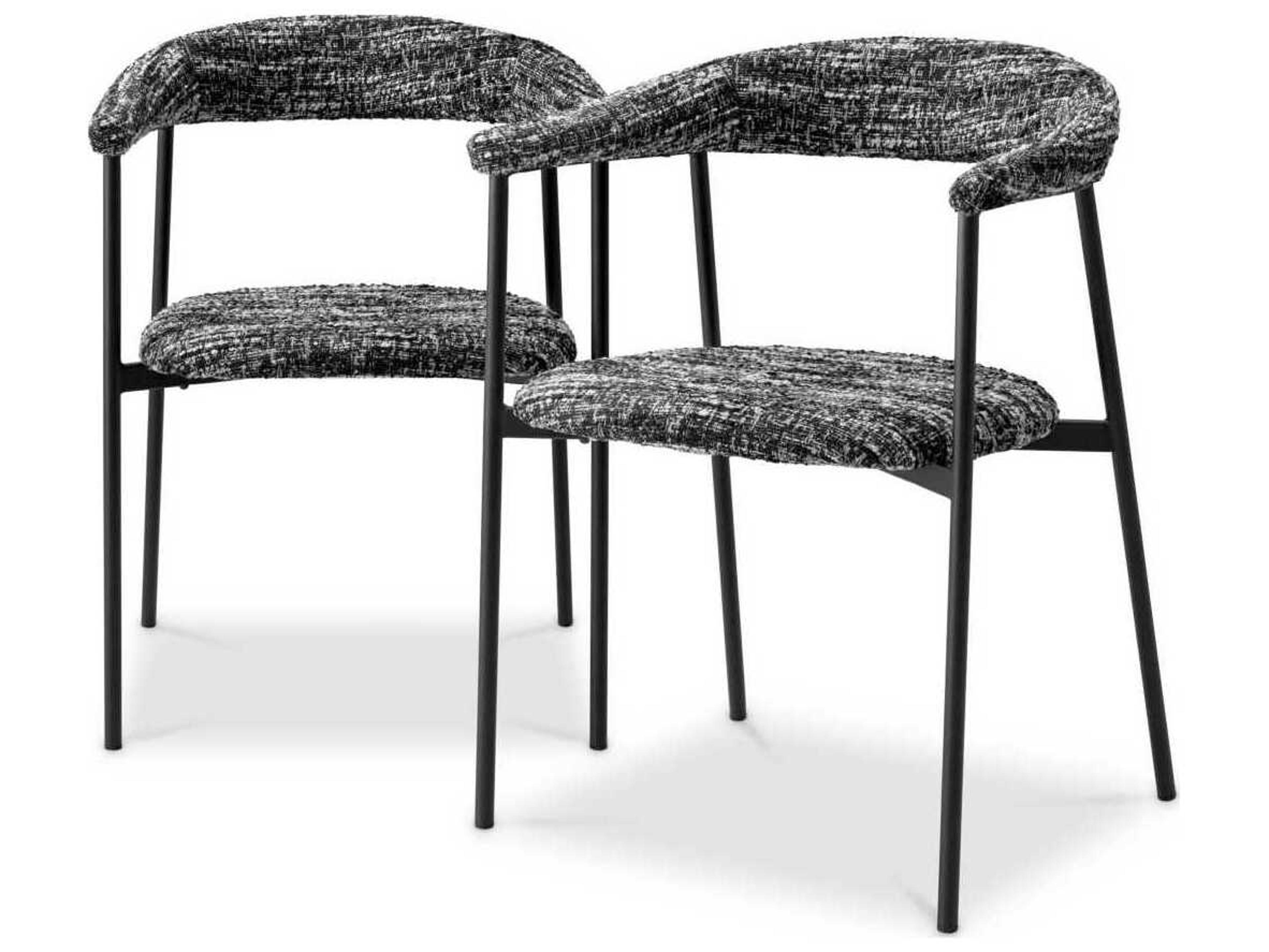 Eichholtz Julio Black Upholstered Arm Dining Chair Set of 2
