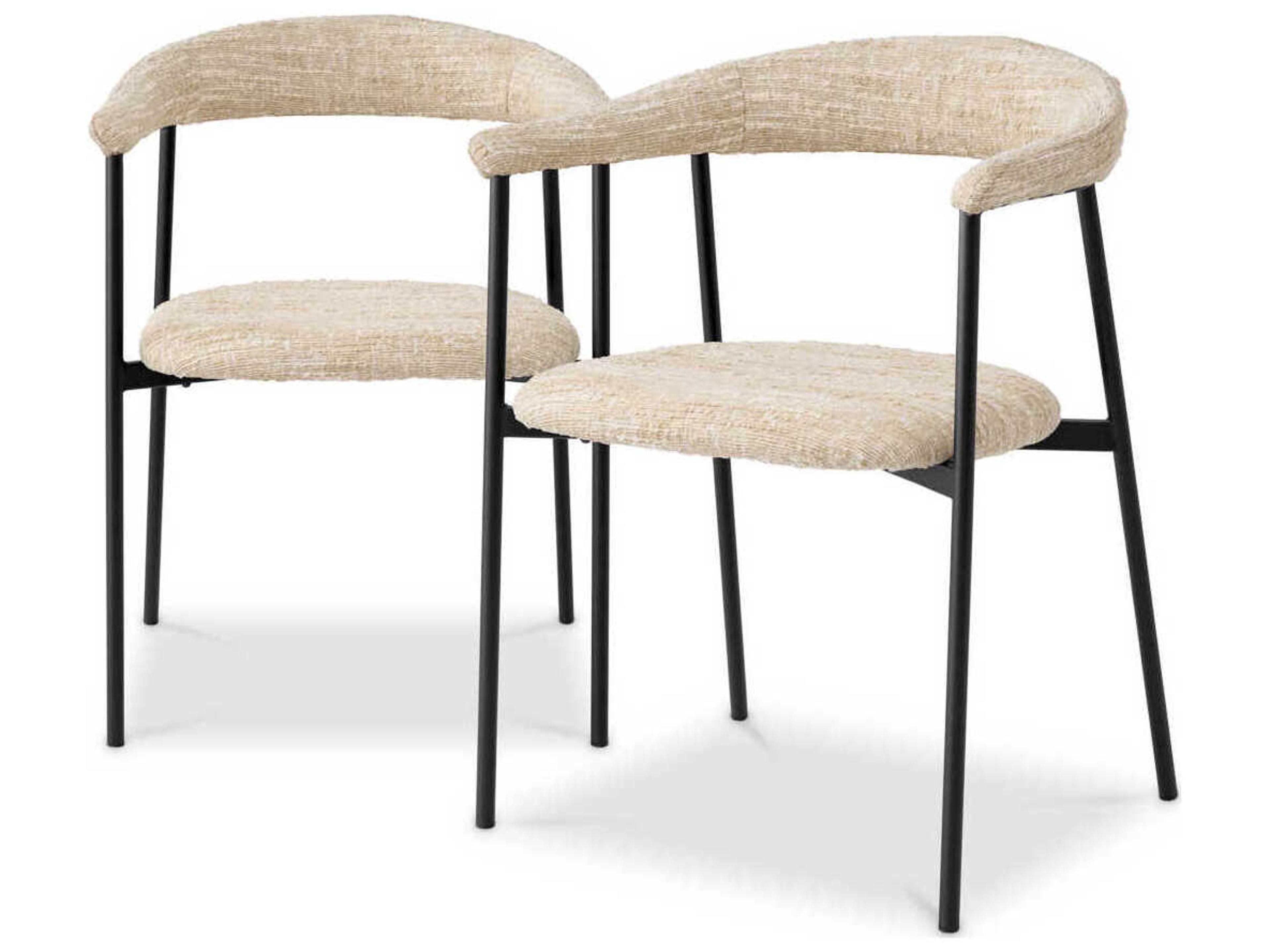 Eichholtz Julio Black Upholstered Arm Dining Chair Set of 2