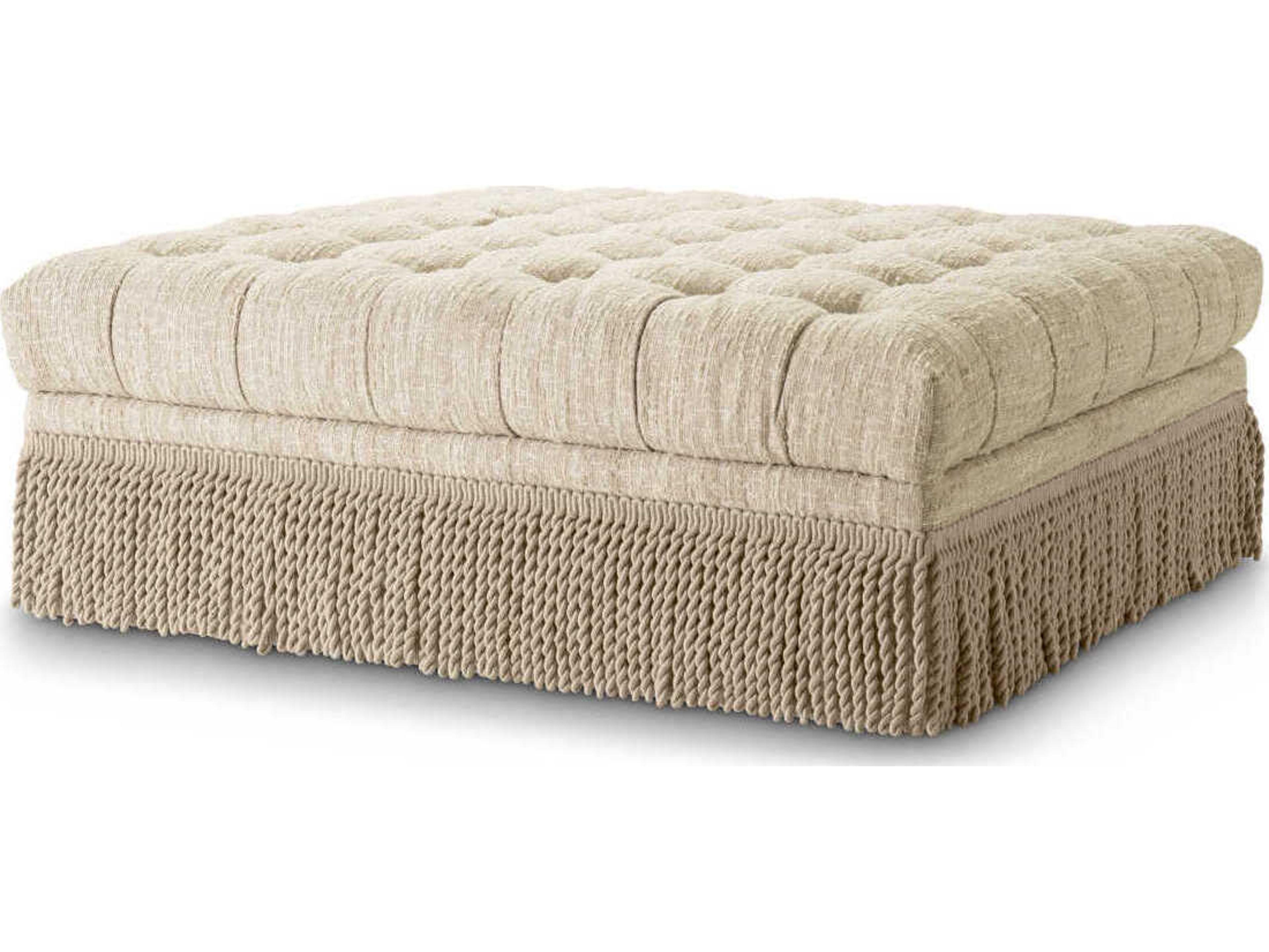 Eichholtz Dorantes Boucle Sonata Cream Upholstered Ottoman
