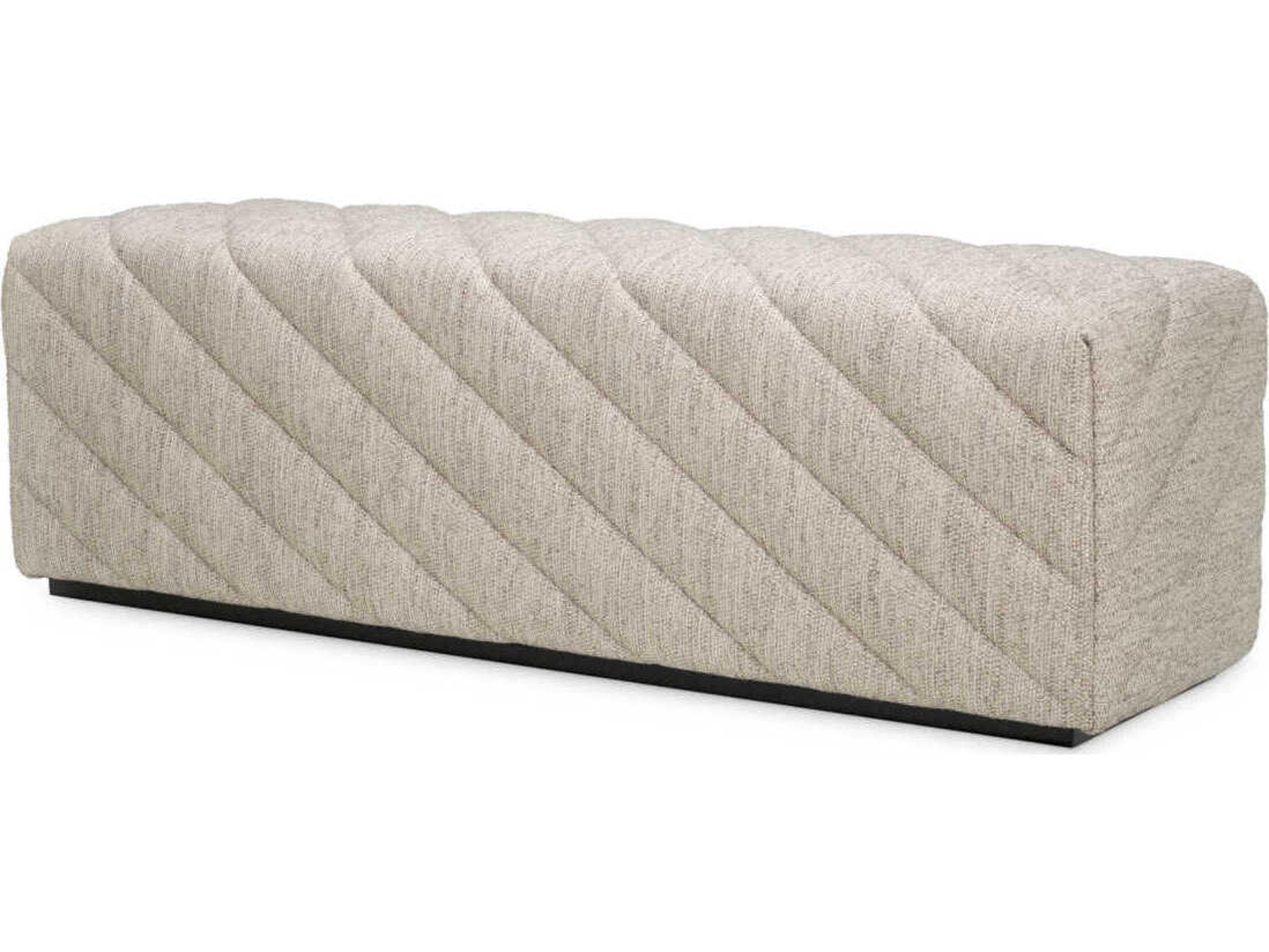 Eichholtz Avellino Splendor Light Grey Black Base Upholstered Accent Bench