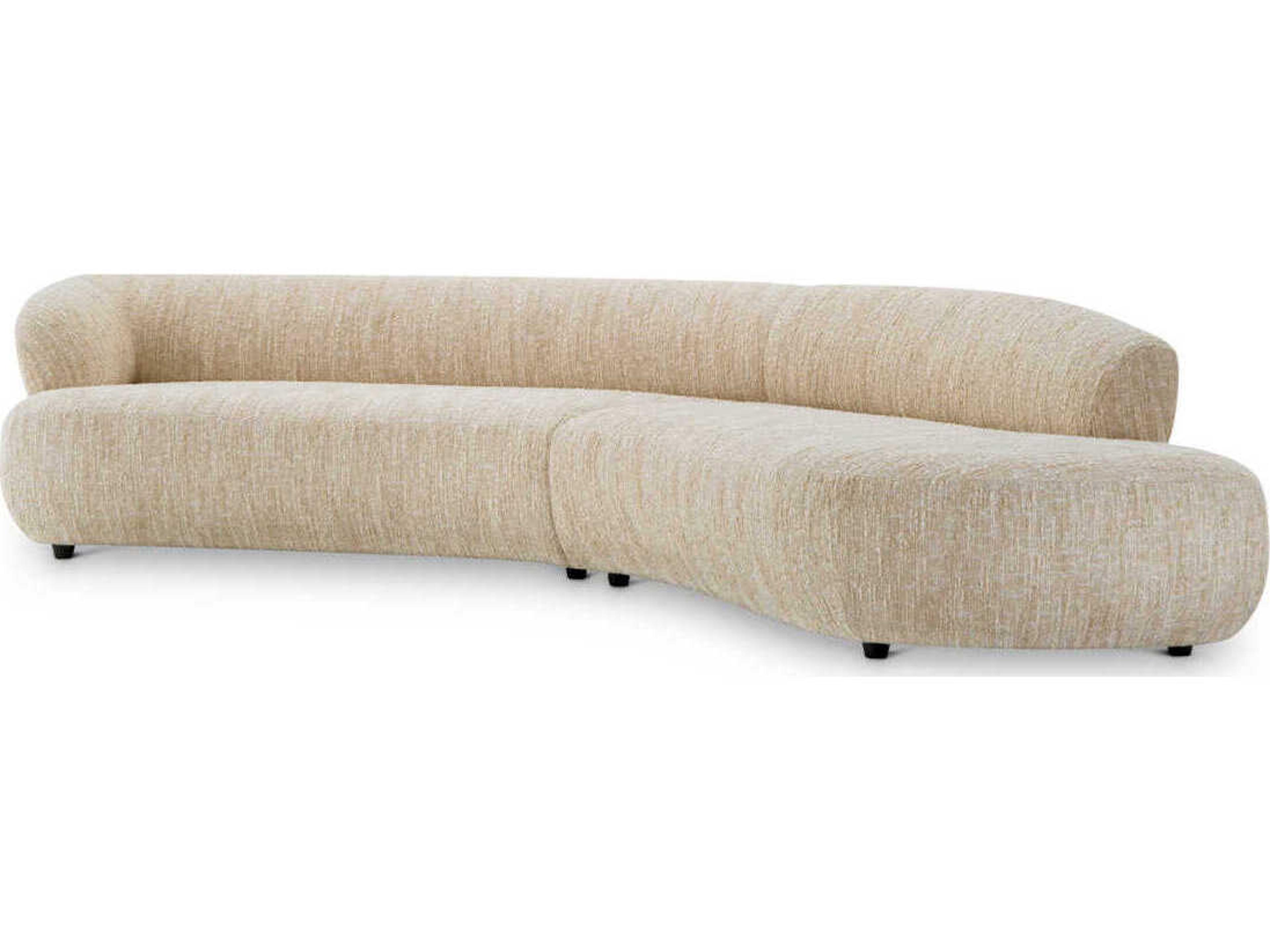 Eichholtz Cordova Boucle Sonata Cream Black Feet Upholstered Sofa