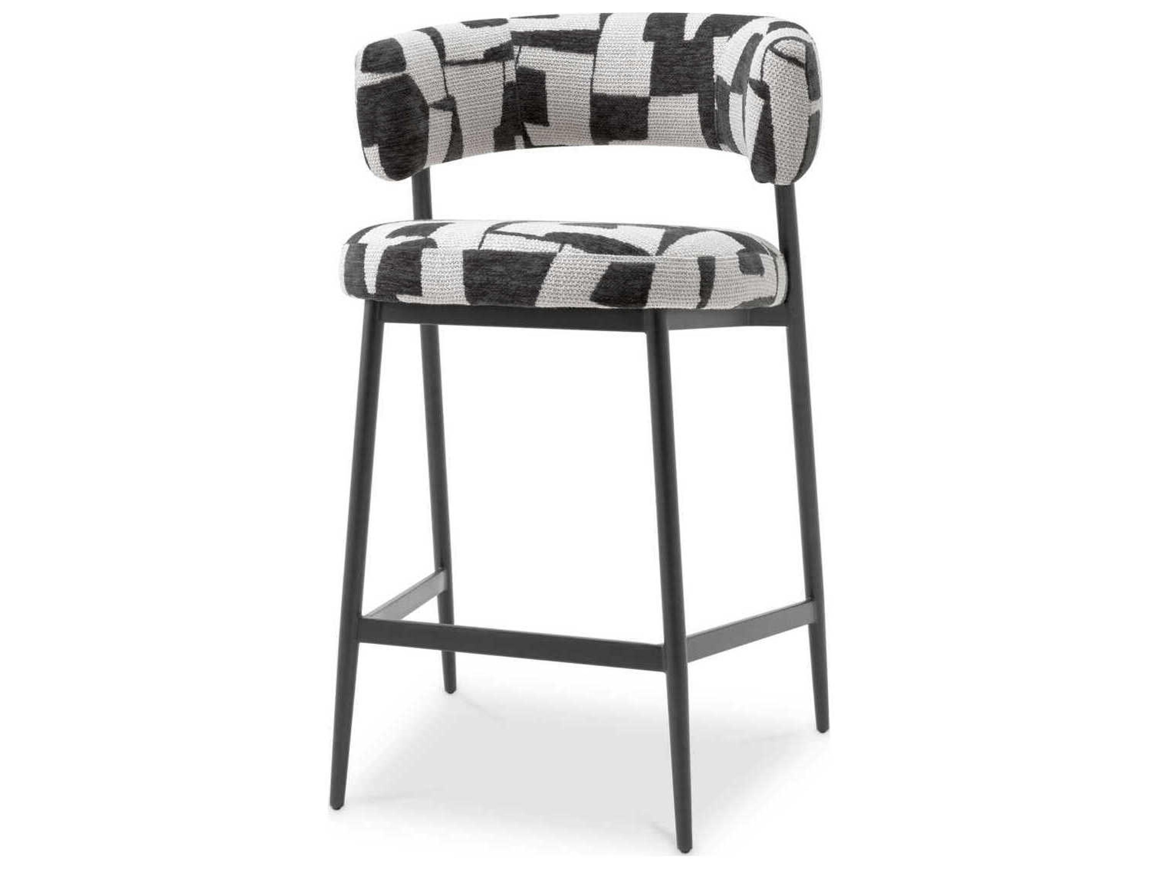 Eichholtz Folsom Brooklyn Black Legs Upholstered Counter Stool