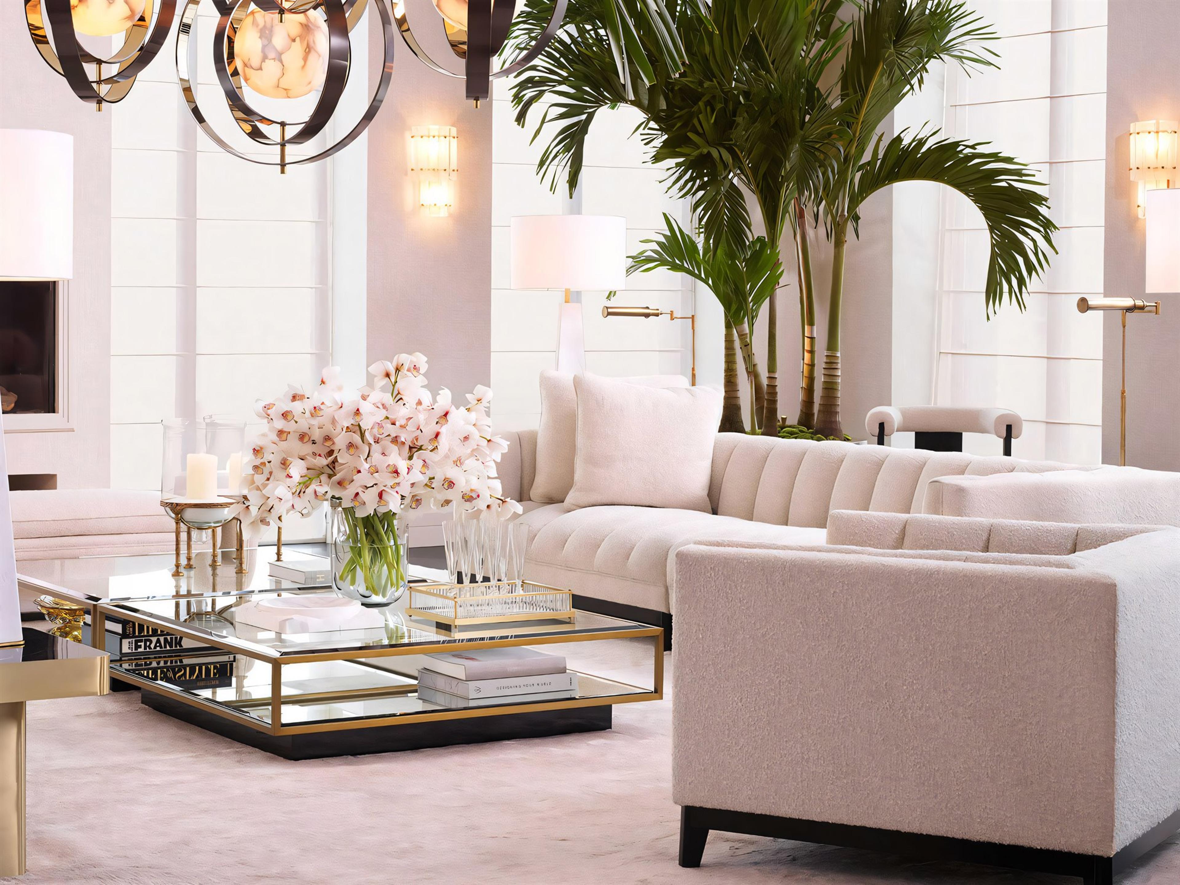 Eichholtz Ryan Cream Boucle Fabric Living Room Set