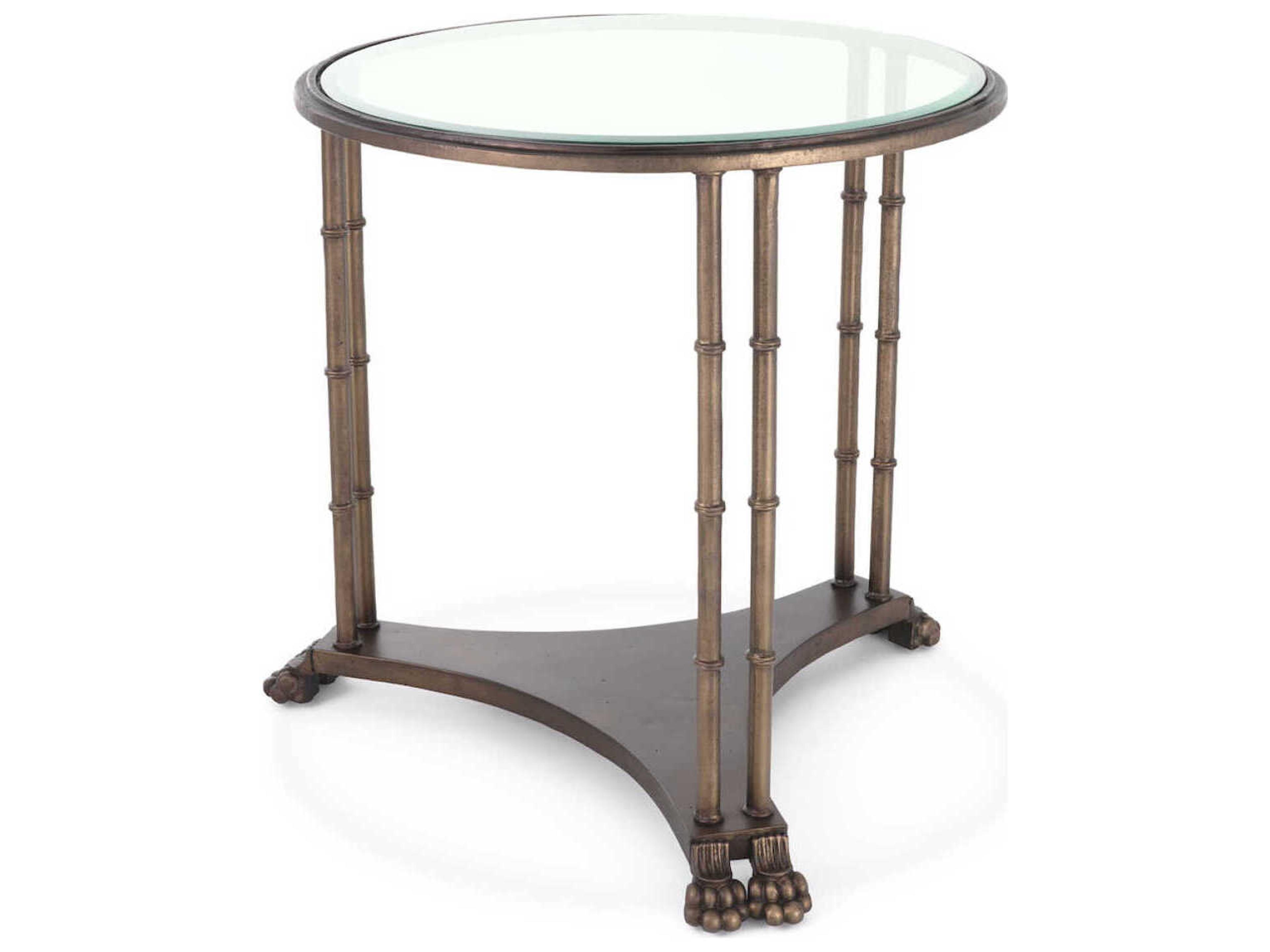 Eichholtz Lioness Round Bronze Bevelled Glass End Table