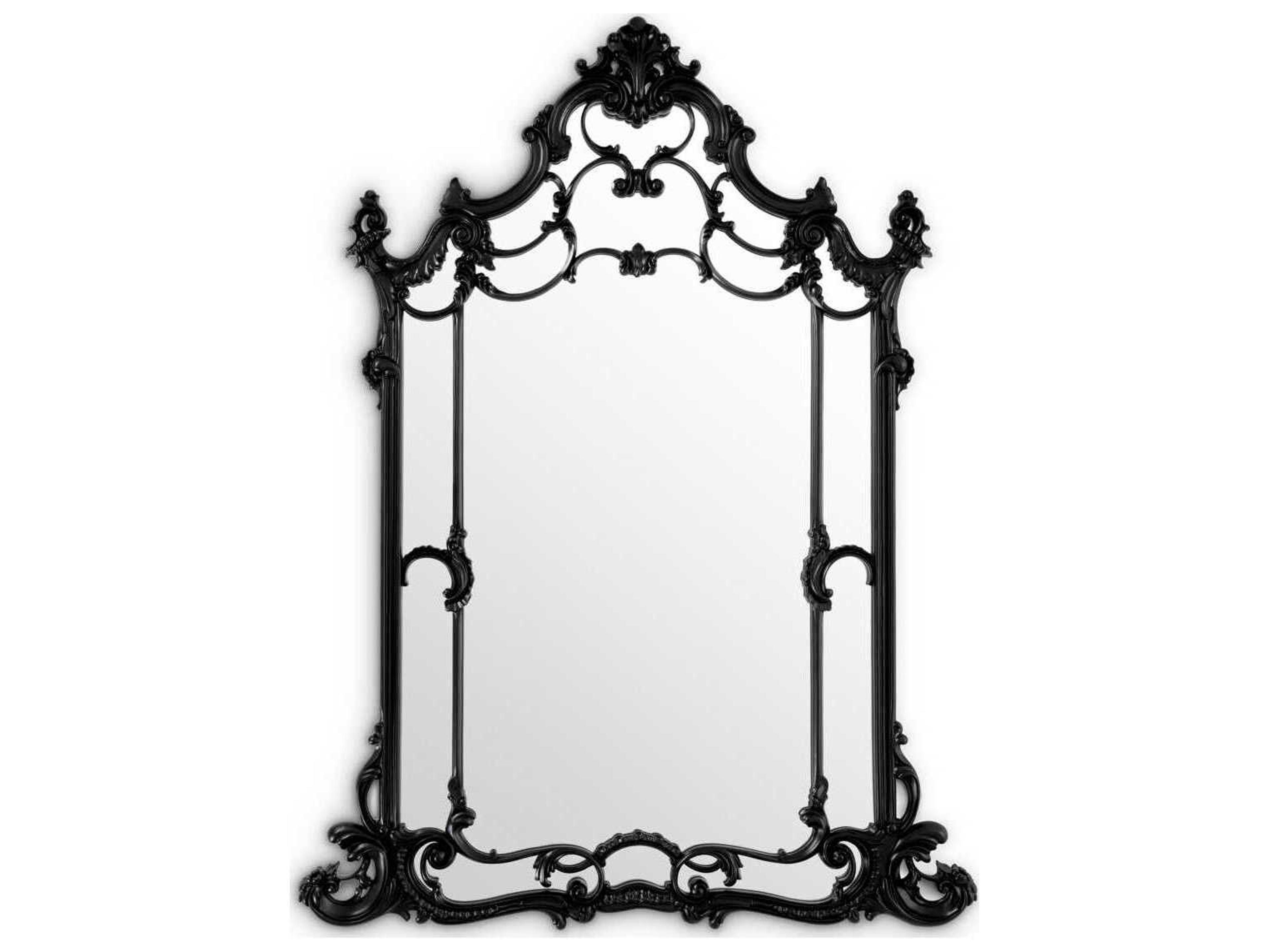 Eichholtz Chippendale Black Bevelled Mirror Glass Wall Vertical