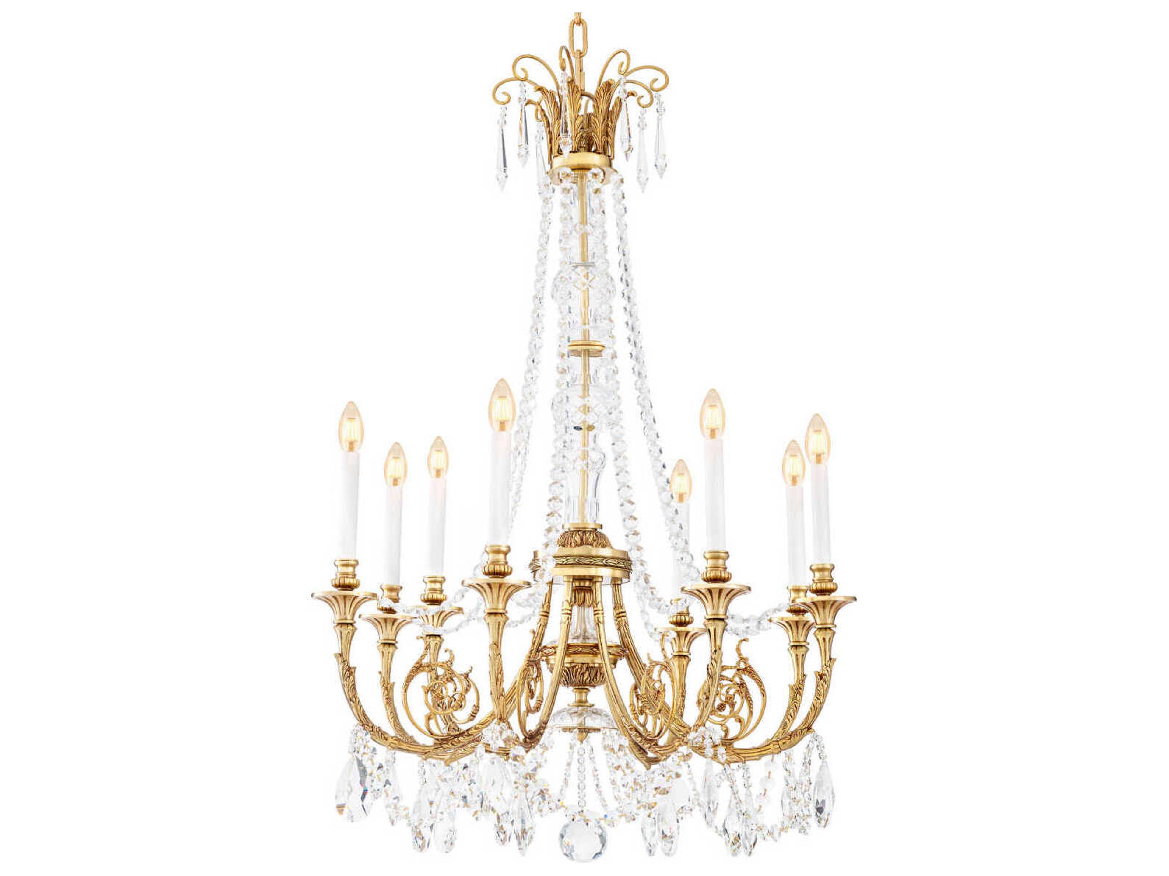Eichholtz Duvaux Antique Gold Traditional Crystal Candelabra Chandelier