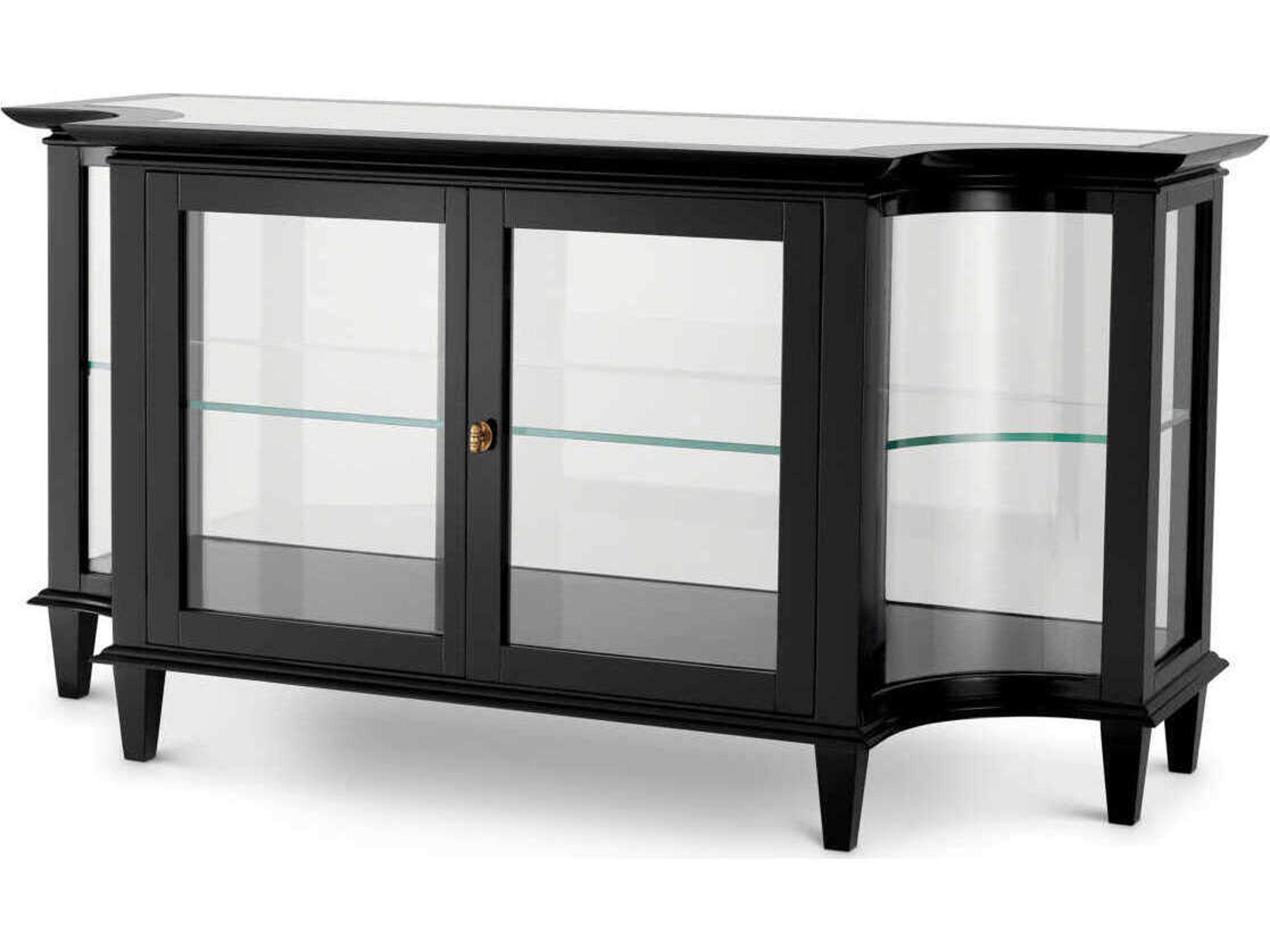 Eichholtz Gala Rectangular Black Clear Glass Console Table