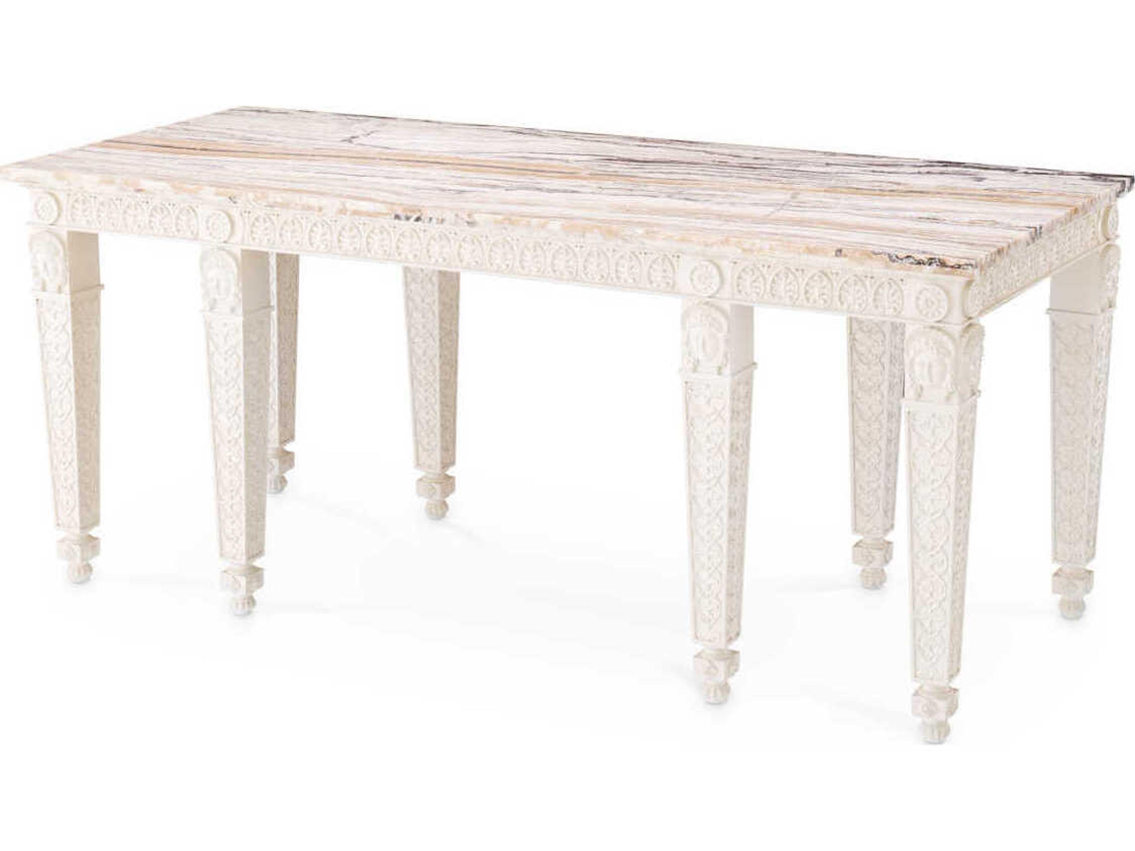 Eichholtz Croome Rectangular Antique White Marble Console Table