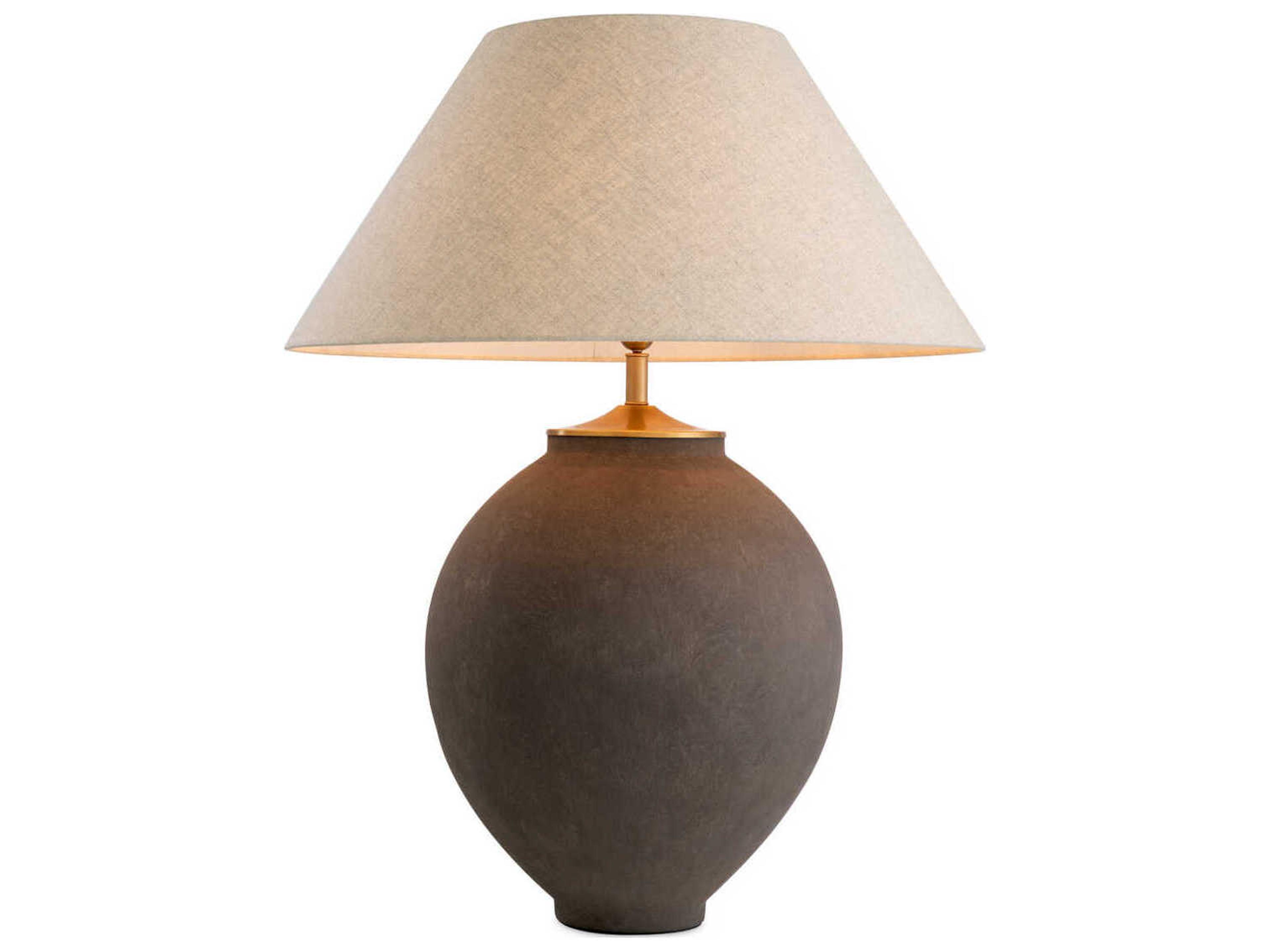Eichholtz Moon Sand Brushed Brass Brown Table Lamp
