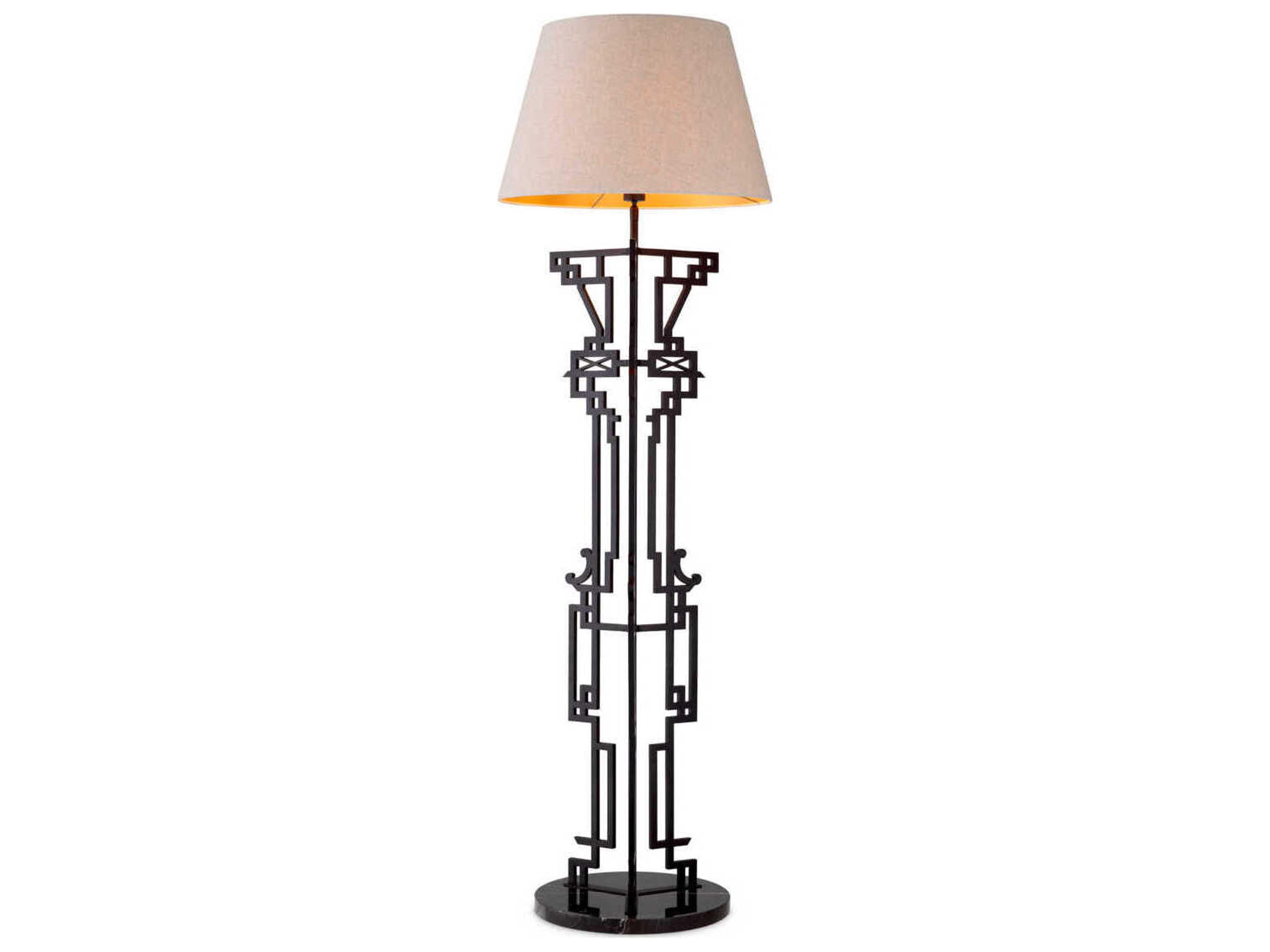 Eichholtz Thomas Matte Black Marble Base Floor Lamp