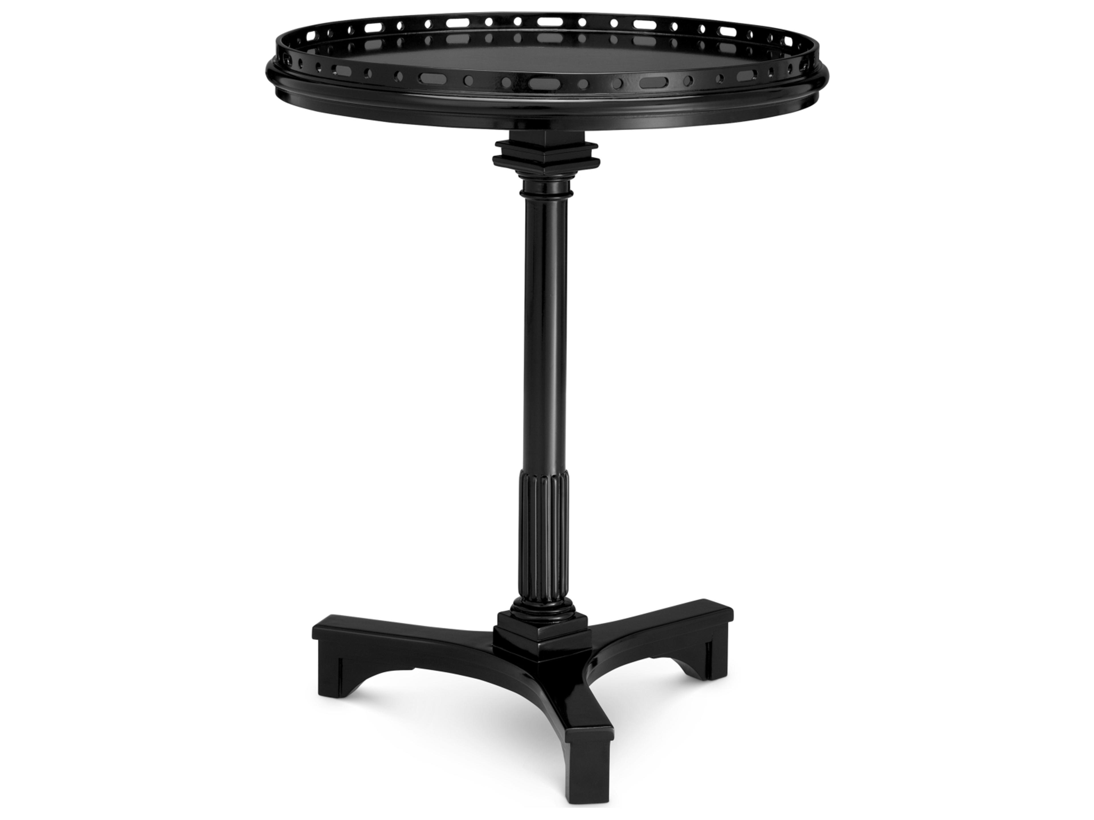 Round Metal Waxed Black End Table