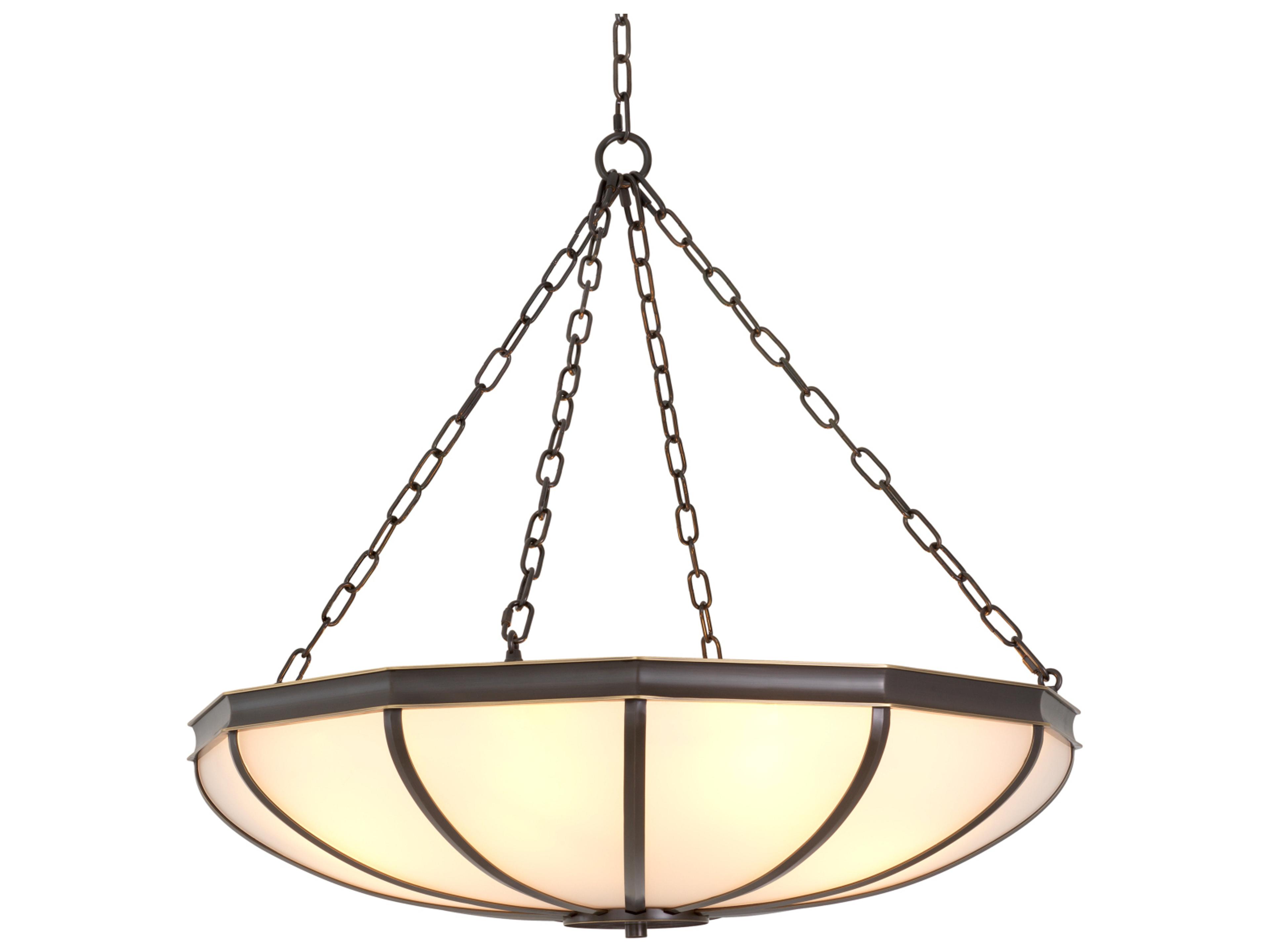 Eichholtz Bronze X White Glass Bowl Chandelier
