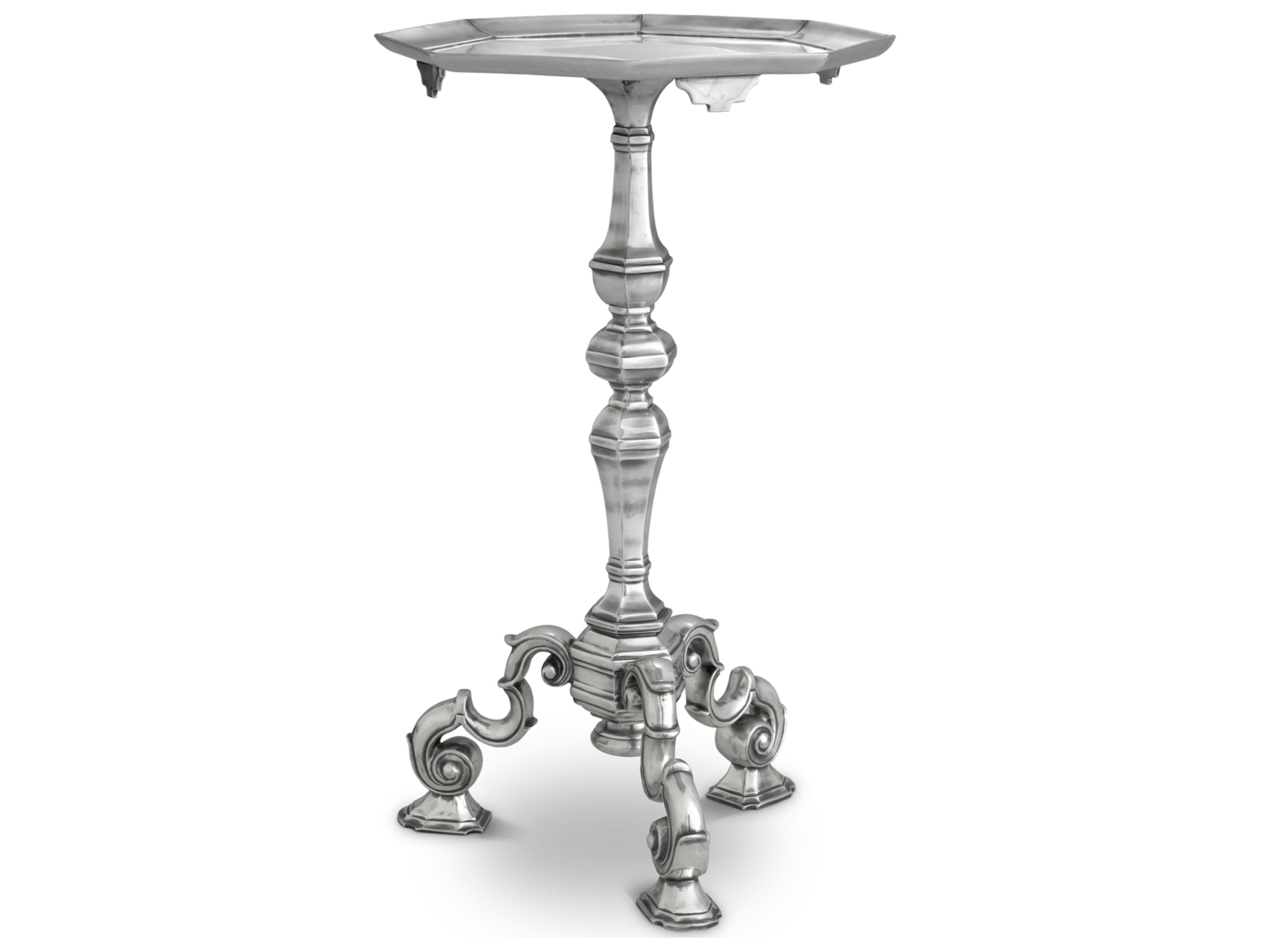 Hexagon Antique Silver Plated End Table