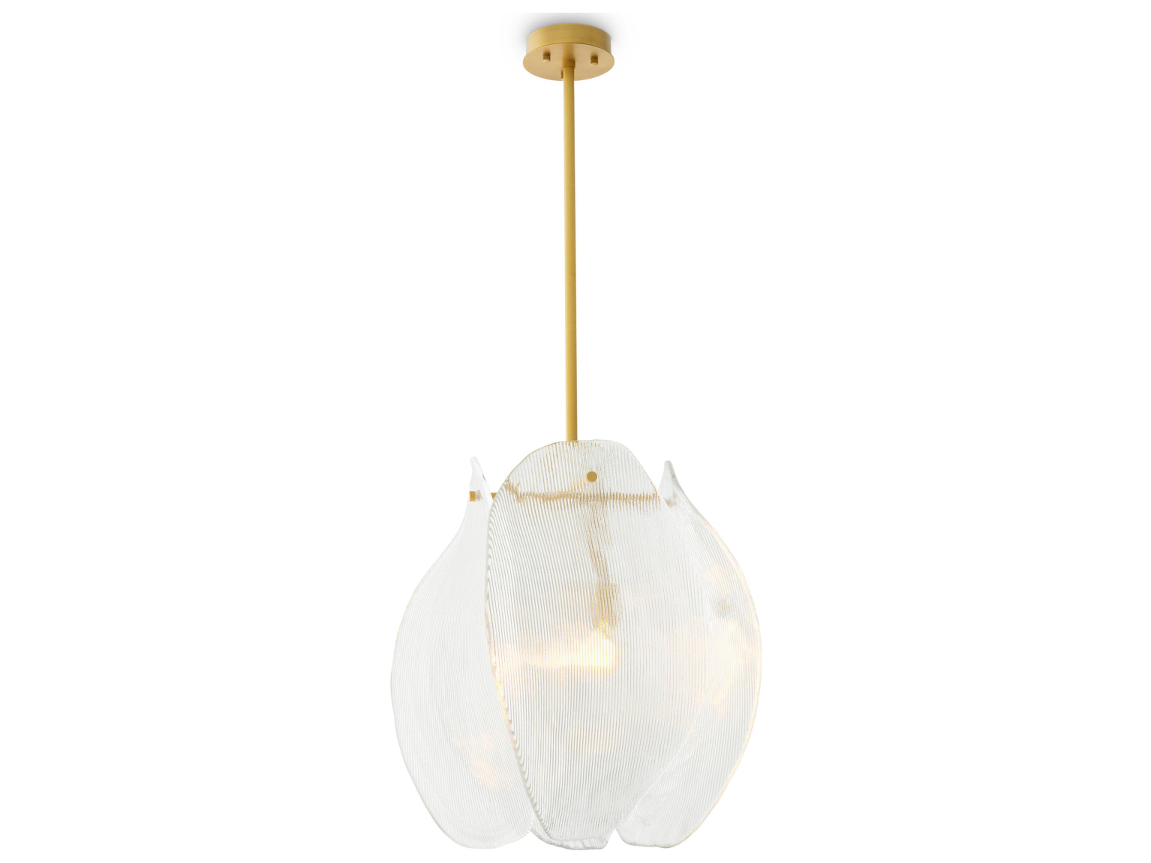 Eichholtz Antique Brass X Clear Glass Pendant