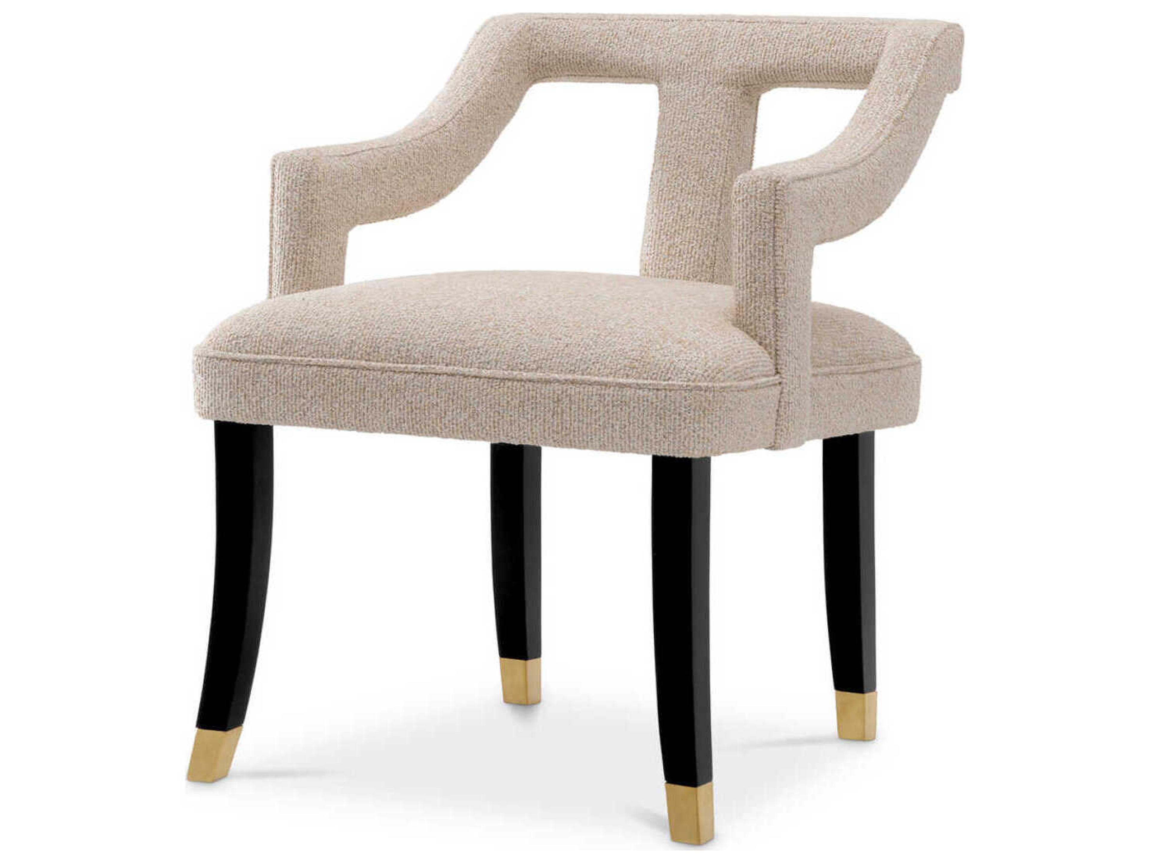 Eichholtz Roumier Beige Upholstered Arm Dining Chair