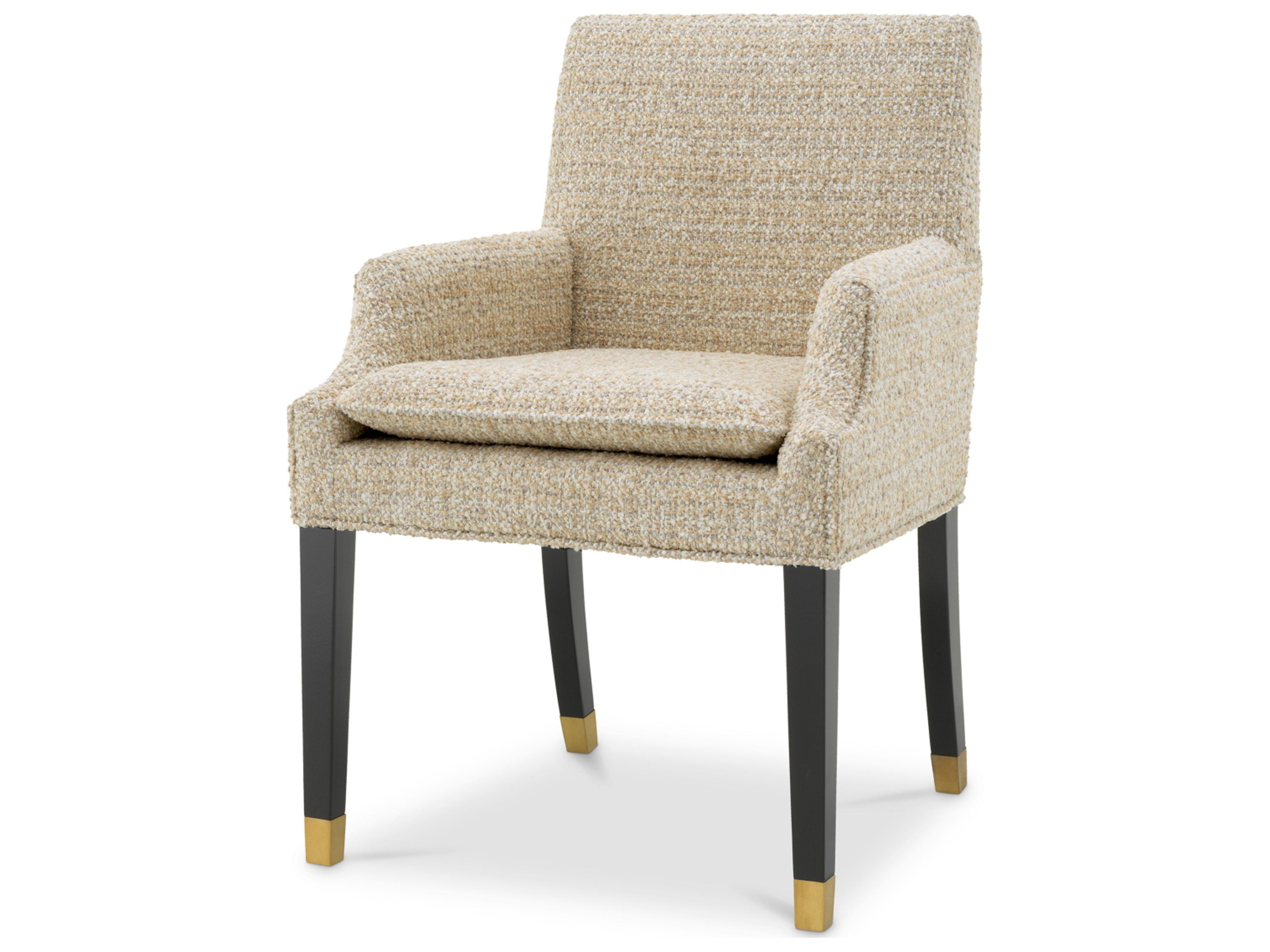 Eichholtz Beige Upholstered Arm Dining Chair