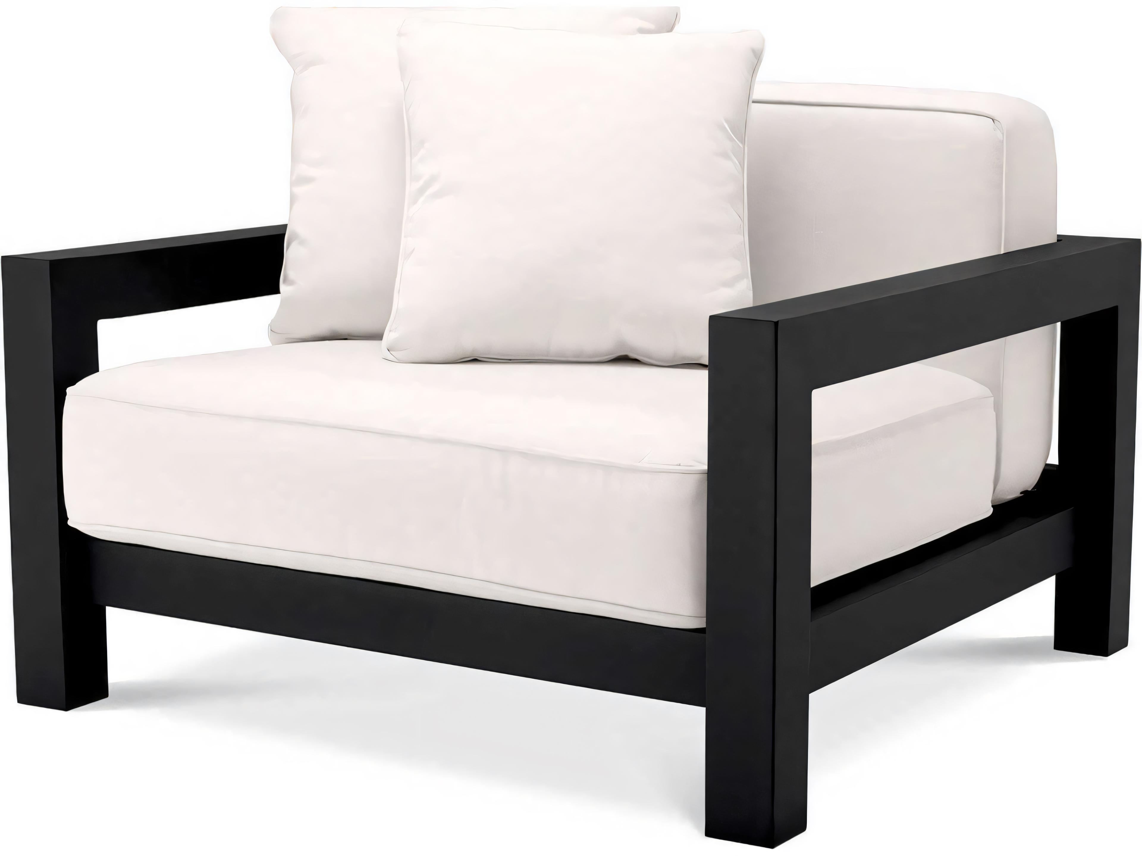 Eichholtz Outdoor Black Finish Sunbrella Canvas Lounge Chair