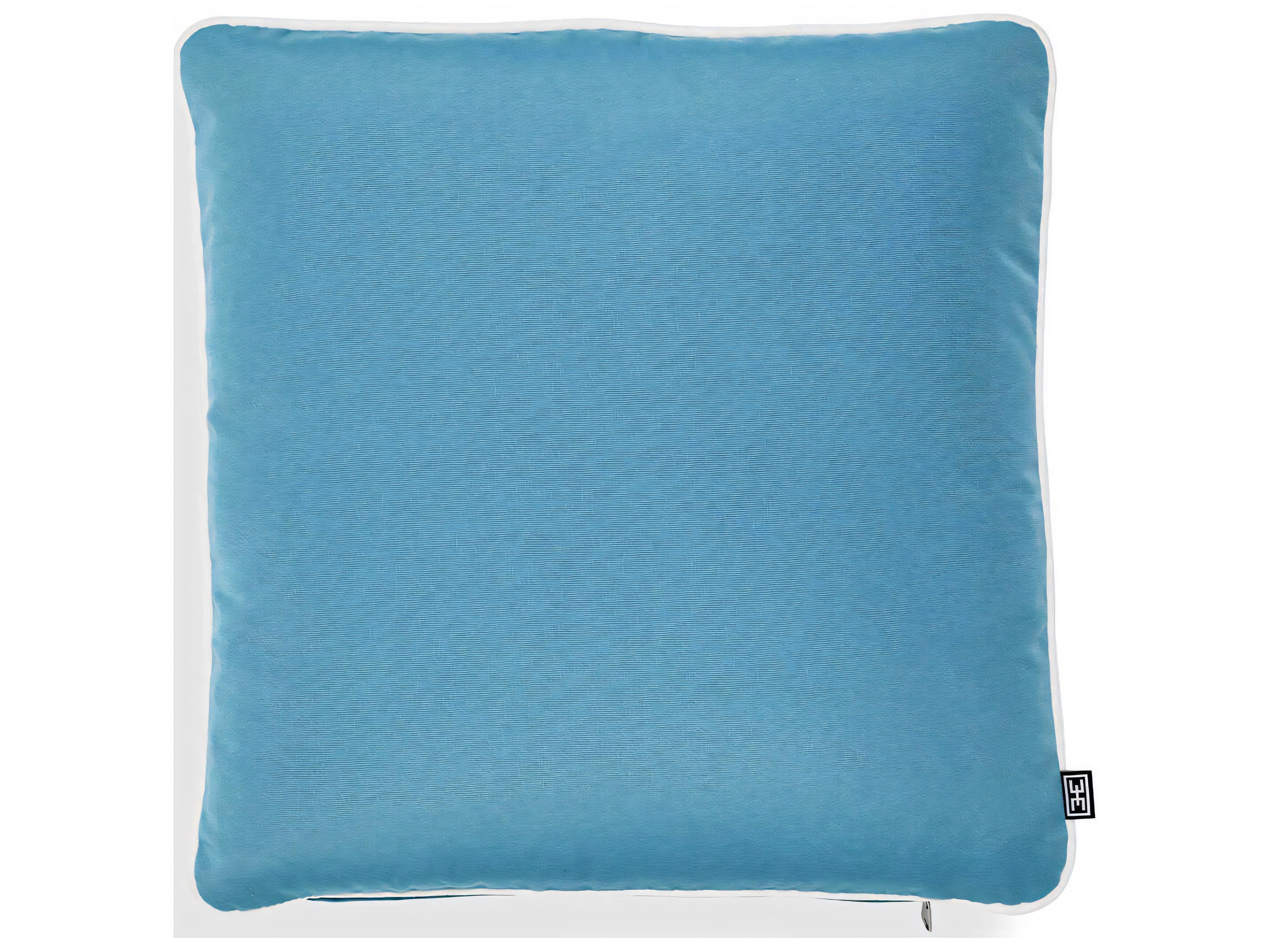 Eichholtz Outdoor Sunbrella Mineral Blue Canvas Natural Piping Patio Cushion