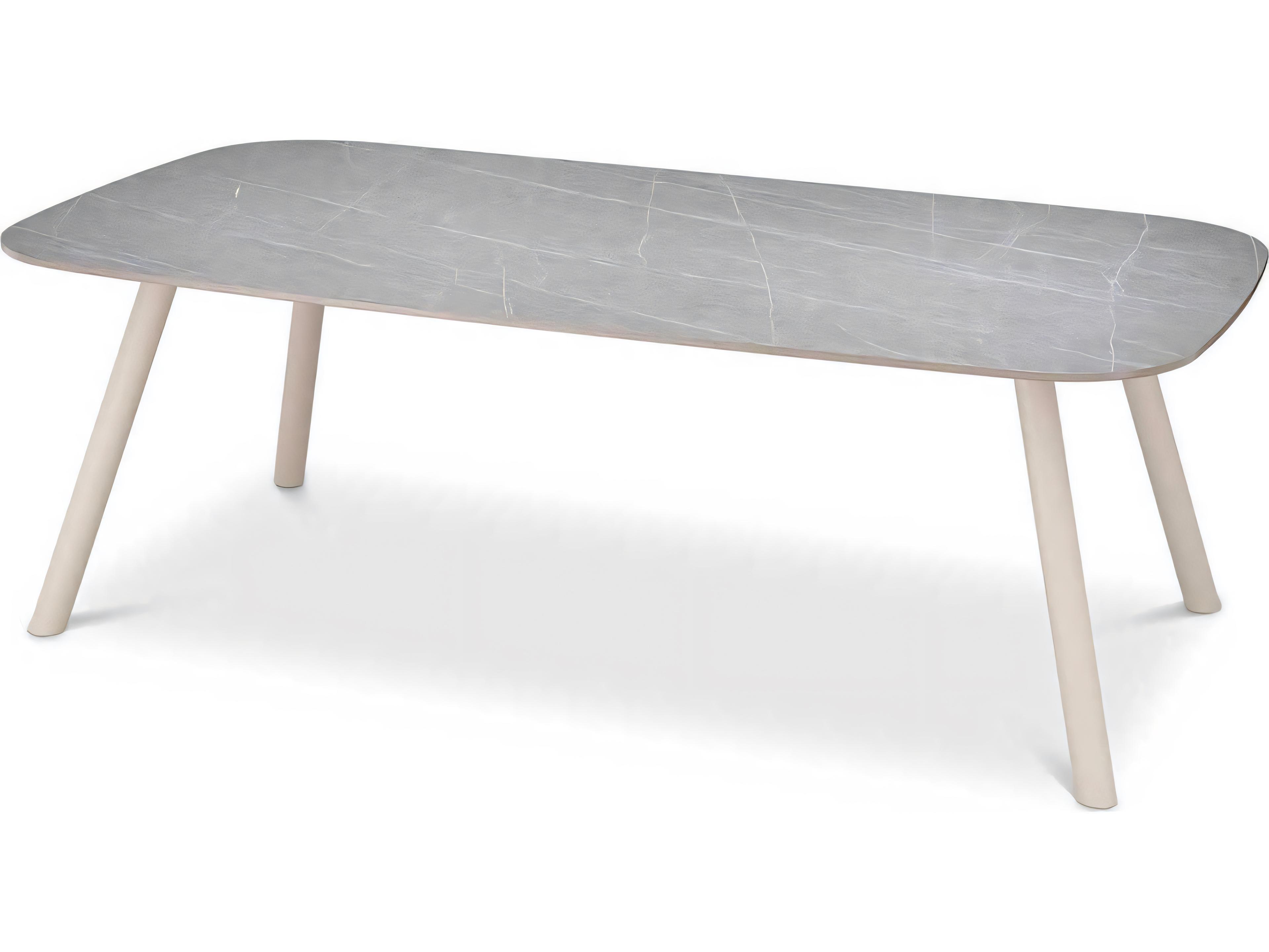 Eichholtz Outdoor Sand Finish Light Grey Ceramic Marble Look Top Dining Table