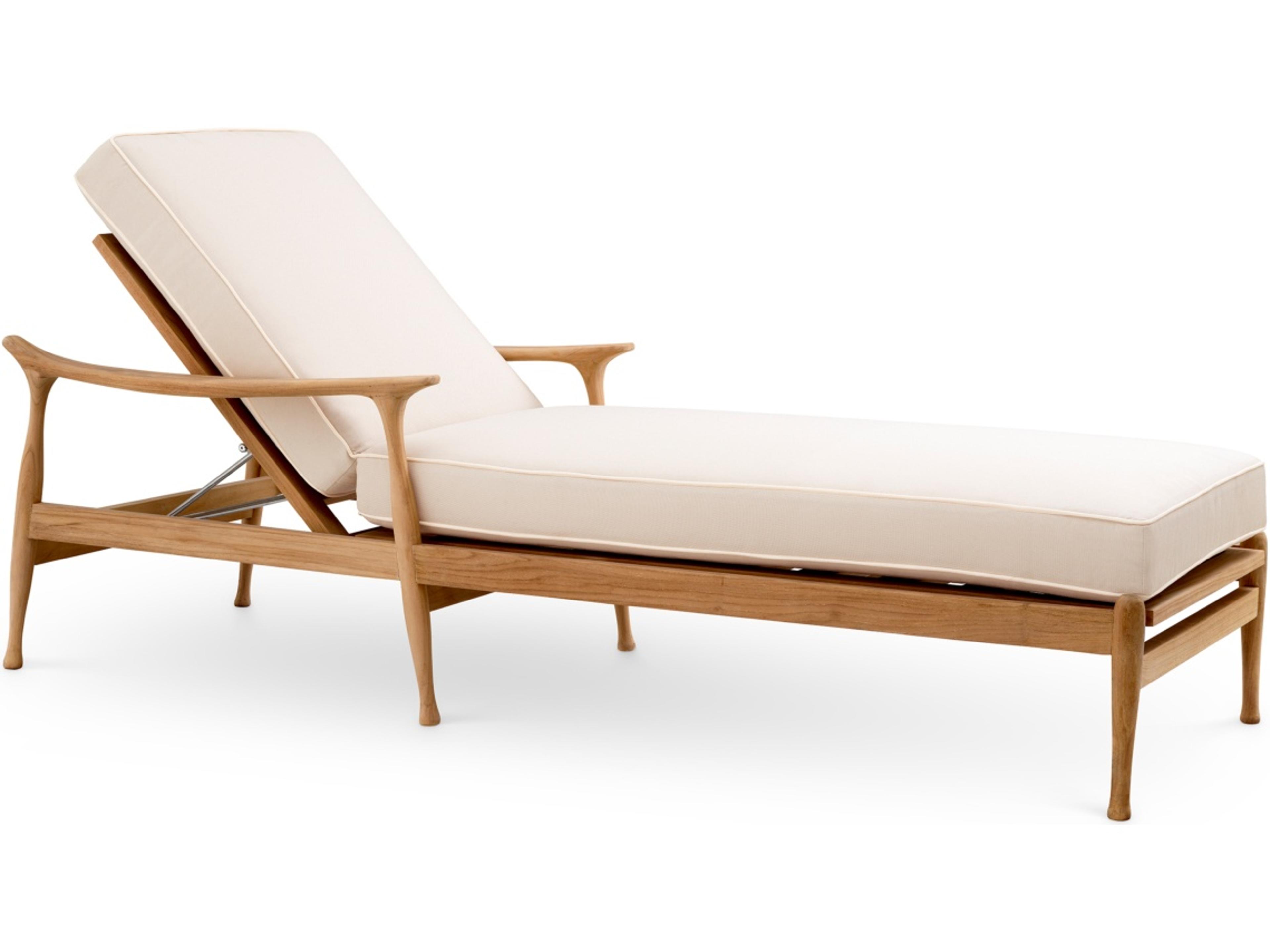 Eichholtz Outdoor Natural Teak | Flores Off-white Cushion Lounge Bed