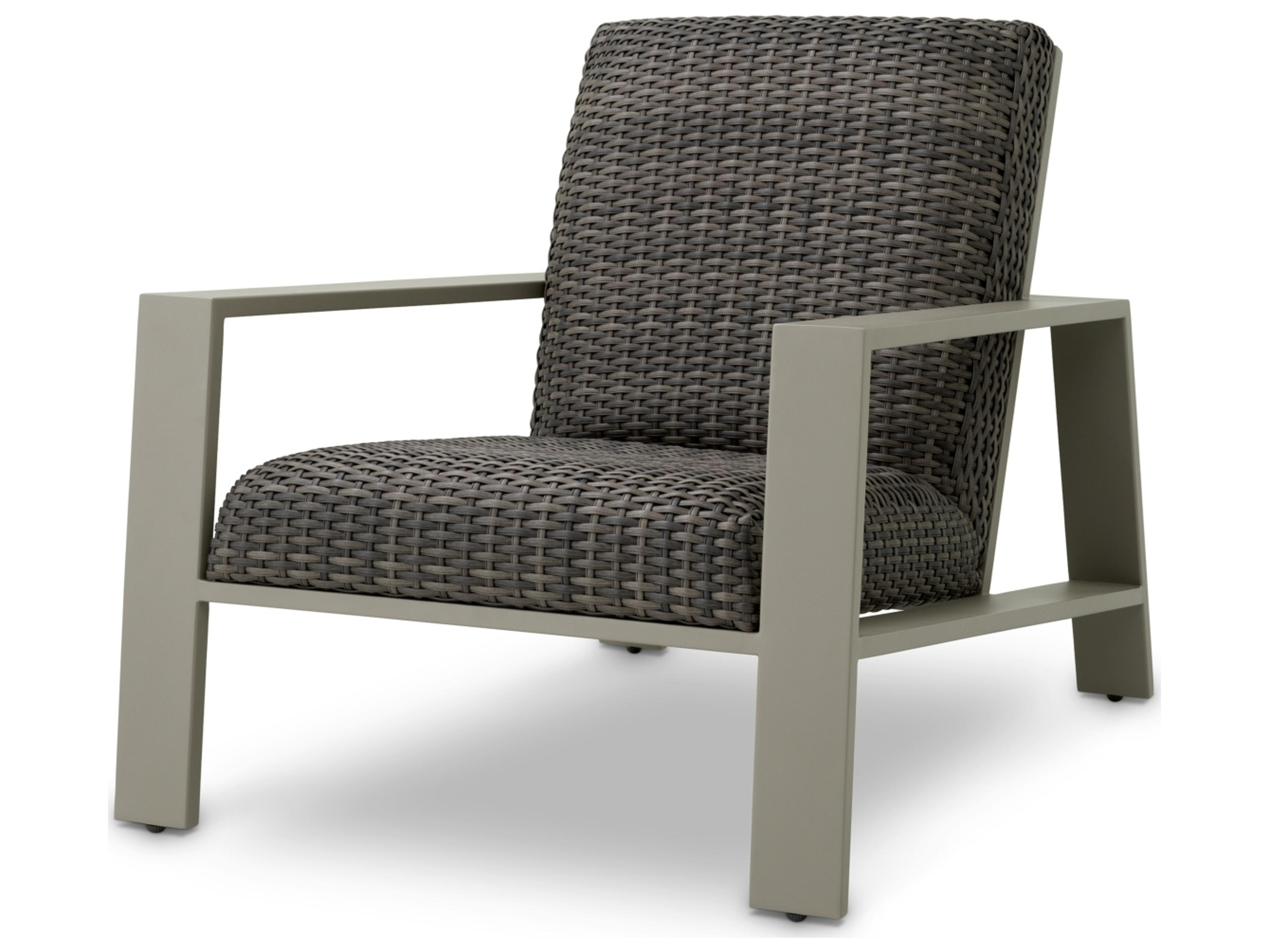 Eichholtz Outdoor Grey Finish | Faux Rattan Aluminum Wicker Lounge Chair