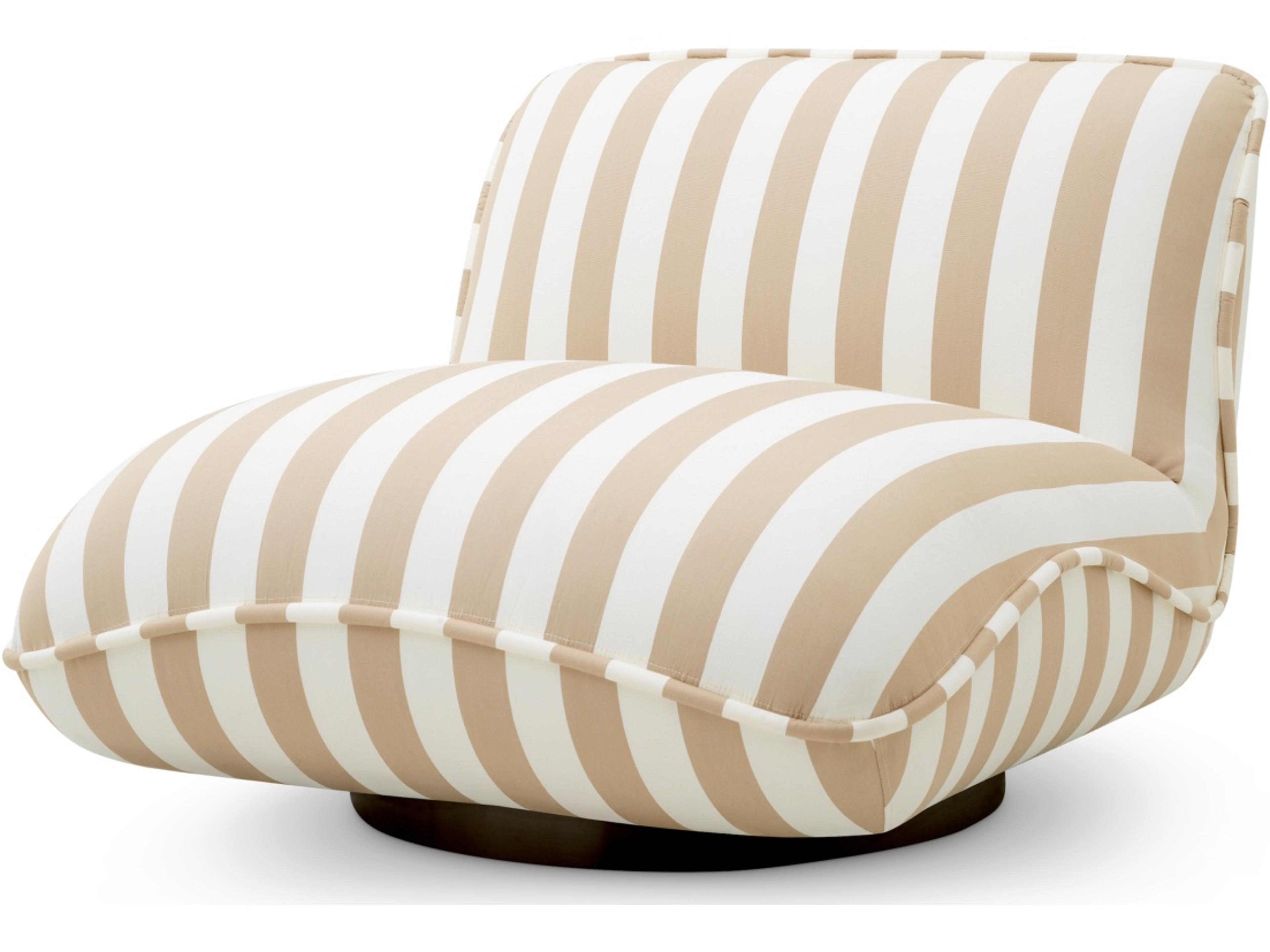 Eichholtz Outdoor Florent Beige | Black Base Fabric Cushion Lounge Chair