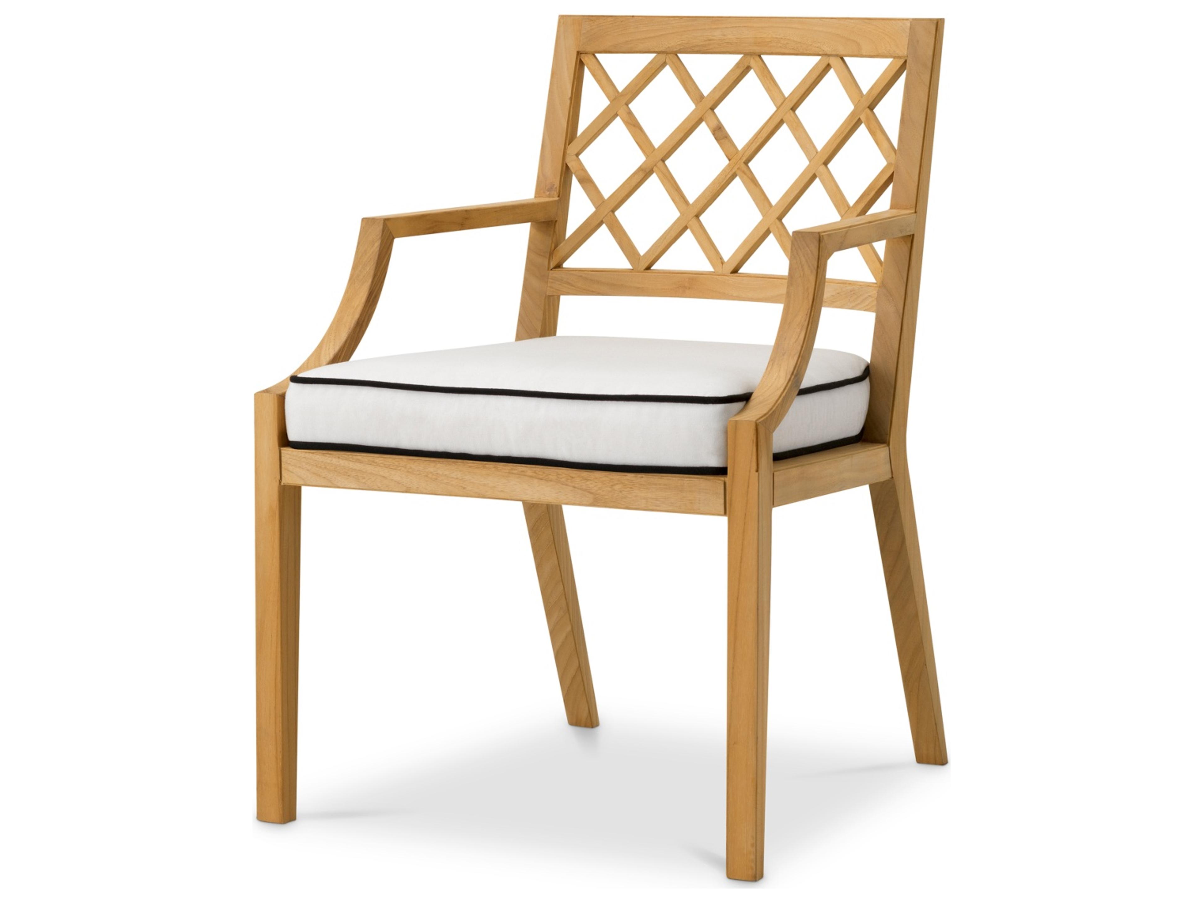 Eichholtz Outdoor Natural Teak | Sunbrella Canvas Cushion Dining Chair