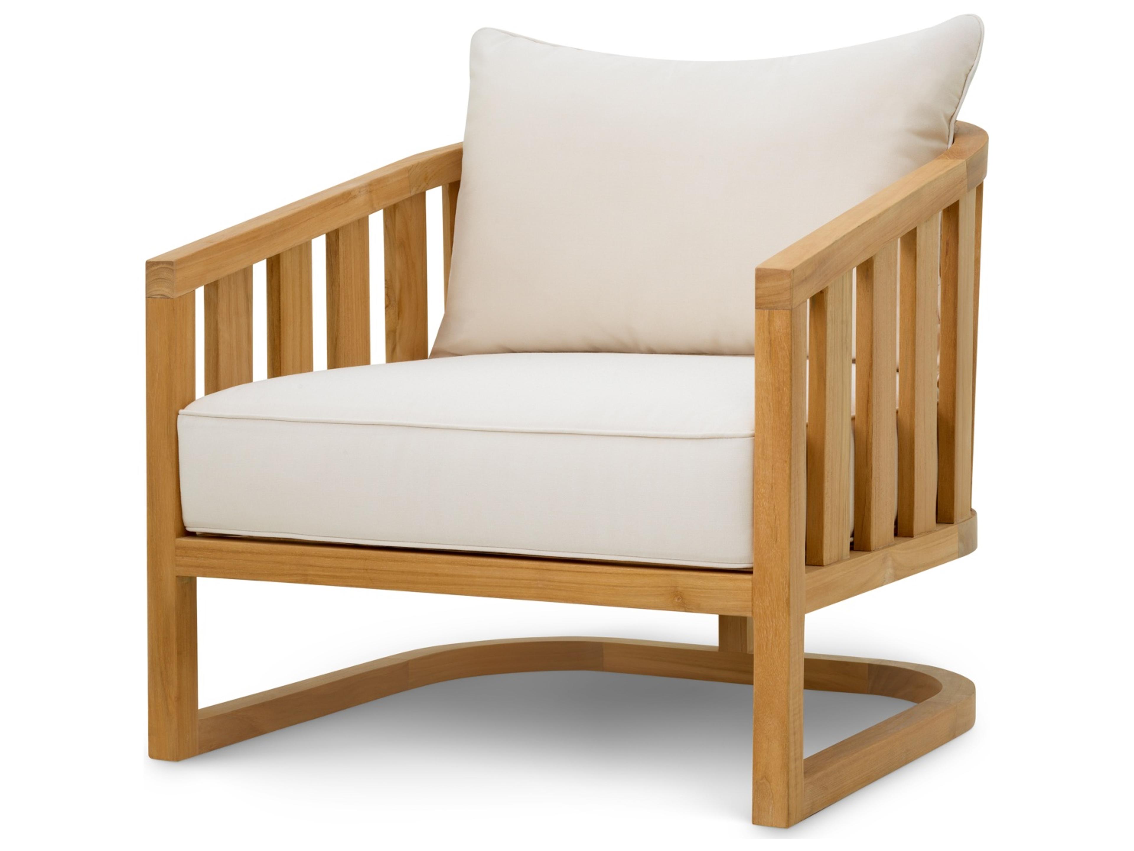 Eichholtz Outdoor Natural Teak | Sunbrella Canvas Cushion Lounge Chair